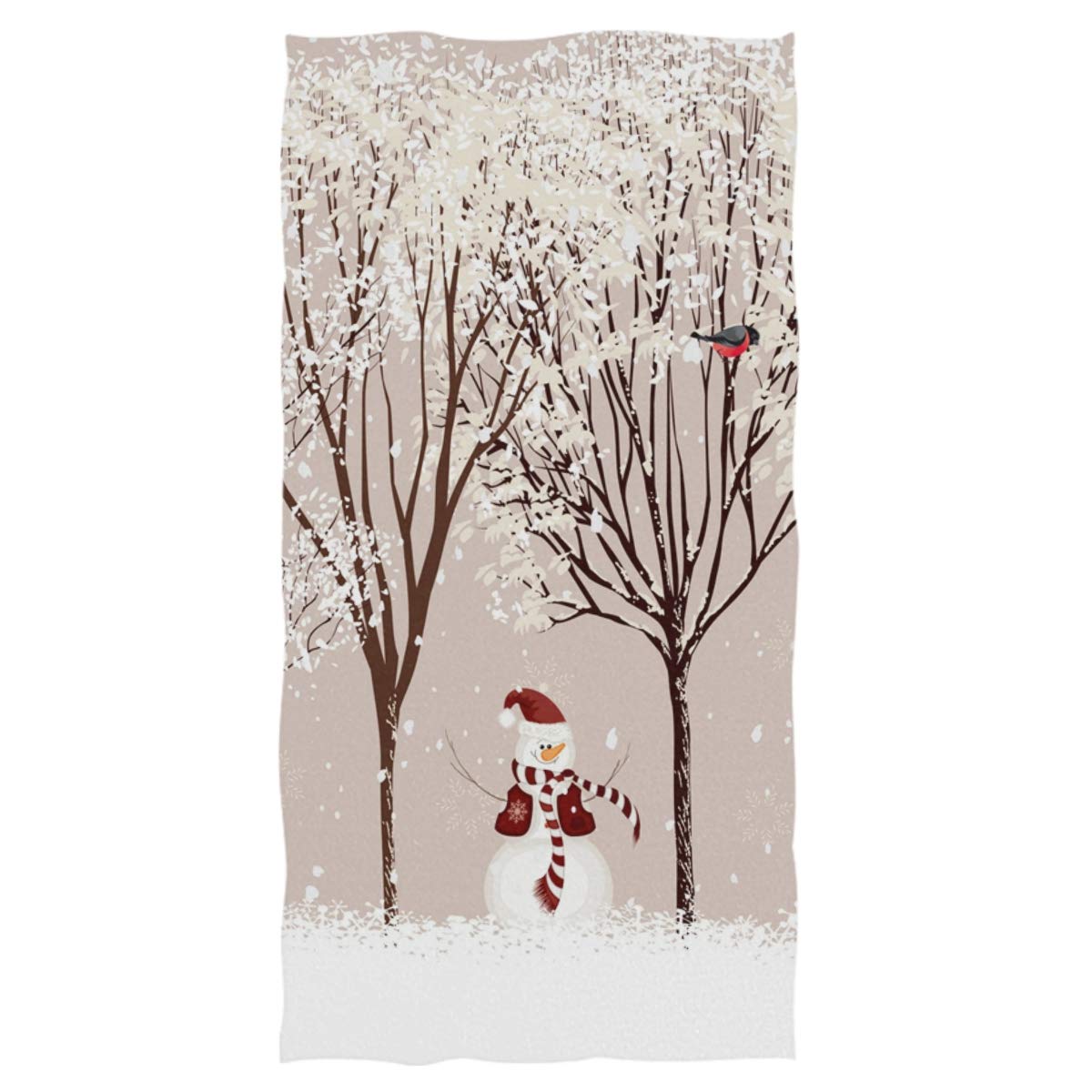 Winter Snowman Bird Tree Snow Hand Towels 16X30 In Bathroom Towel, Christmas X-Mas Small Bath Towel For Hand,Face,Gym And Spa Ba