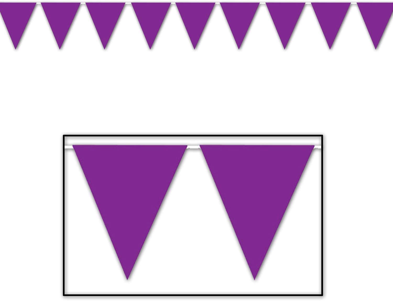 Beistle Indoor/Outdoor Pennant Banner, 10-Inch By 12-Feet, Purple