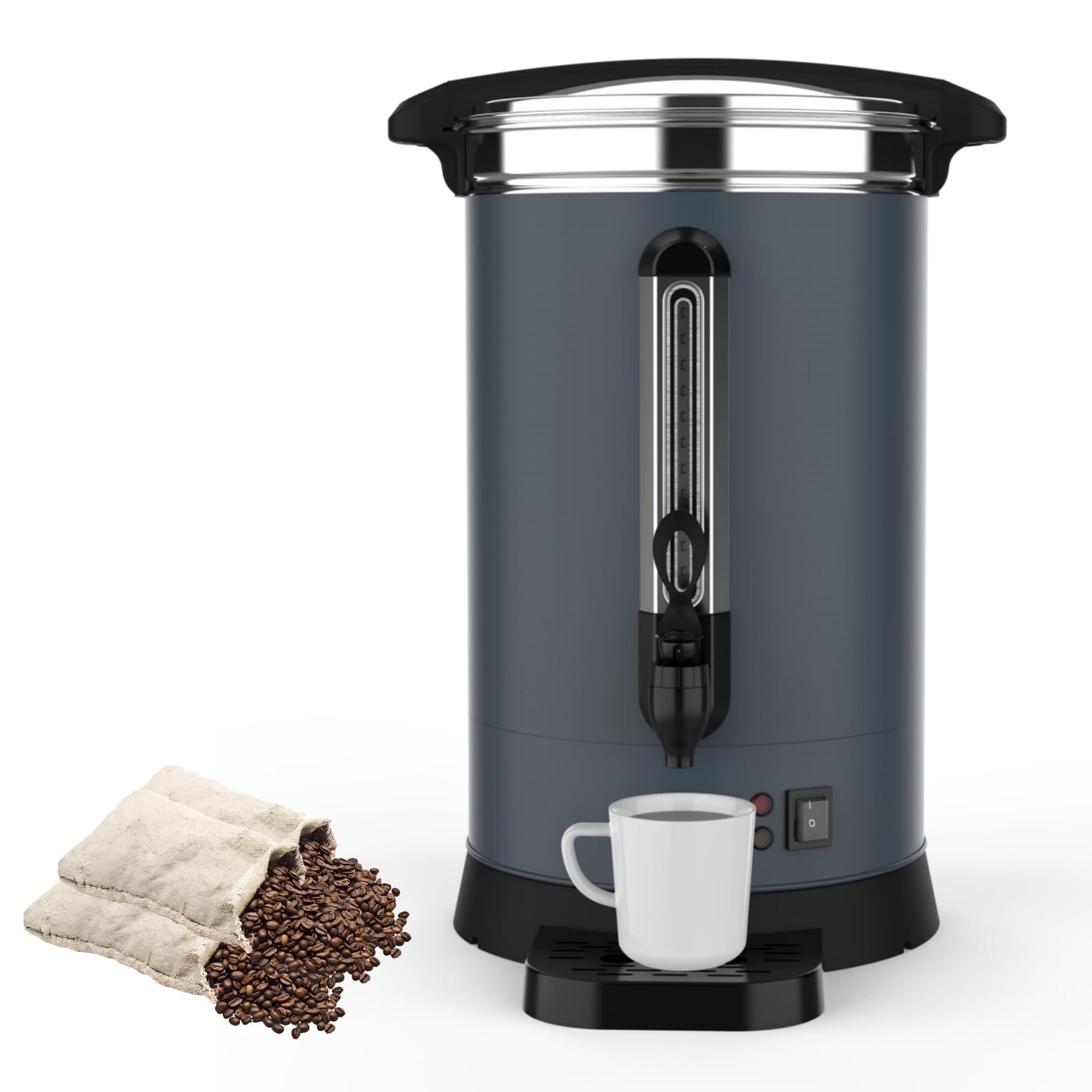 Commercial 120-Cup Stainless Steel Coffee Urn, 18L/4.8Gal Electric Coffee Maker with Double Wall Insulation, Hot Beverage Dispen