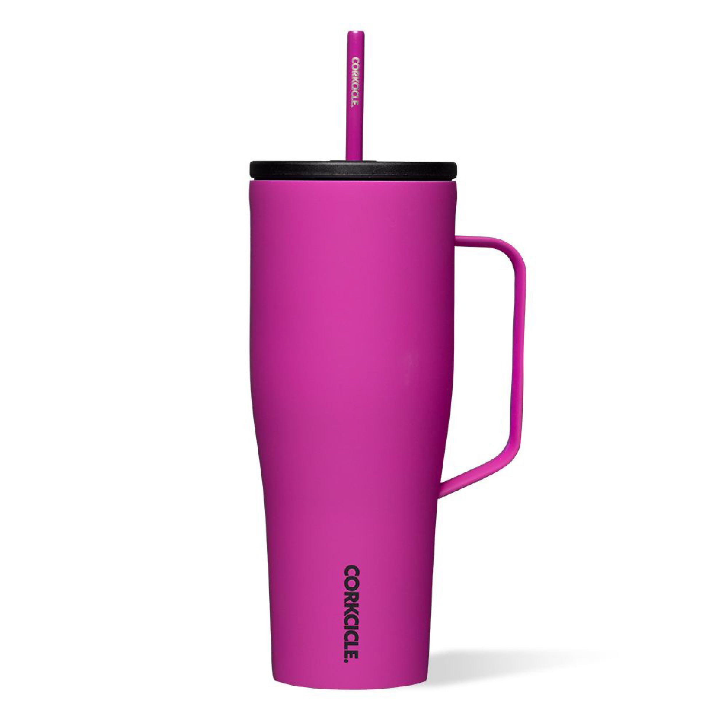 Corkcicle Cold Cup XL Insulated Tumbler with Handle, Lid, & Straw, Berry Punch, 30 oz - Reusable Cupholder Friendly Water Bottle