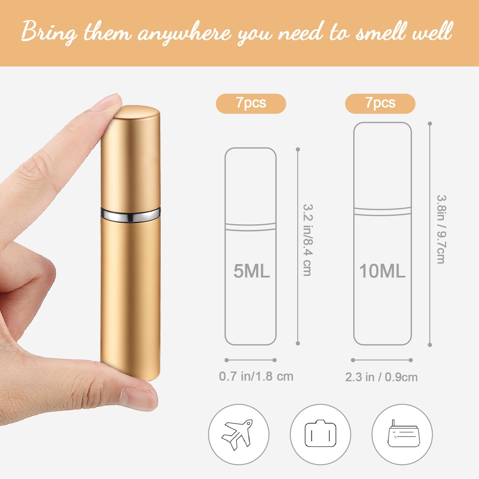 Boao 14 Pcs 5Ml 10 Ml Travel Perfume Atomizer Mini Refillable Spray Perfume Bottle Portable With 10 Pcs Refill Pump Dispenser Pu