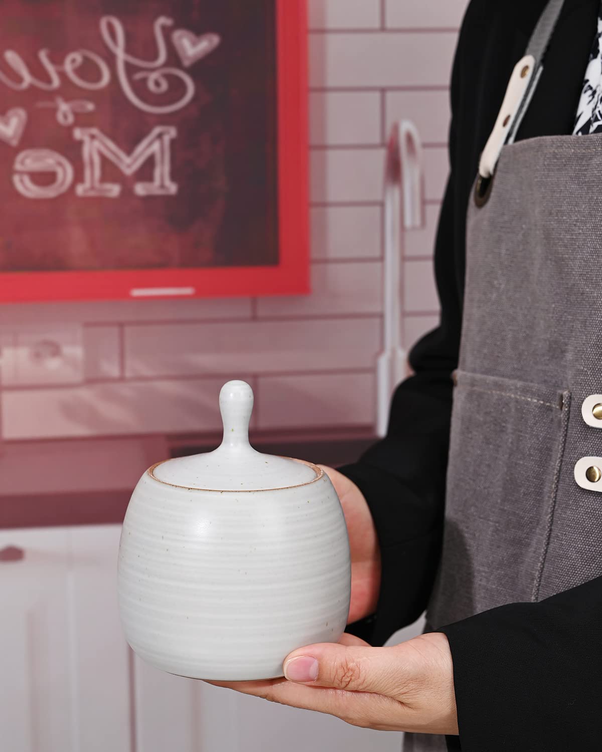 Ncqixiao Retro Kitchen Canisters Ceramic Food Storage Jar Roud Shape With Silicone Airtight Lid For Tea, Coffee, Nuts, Herb, Spi