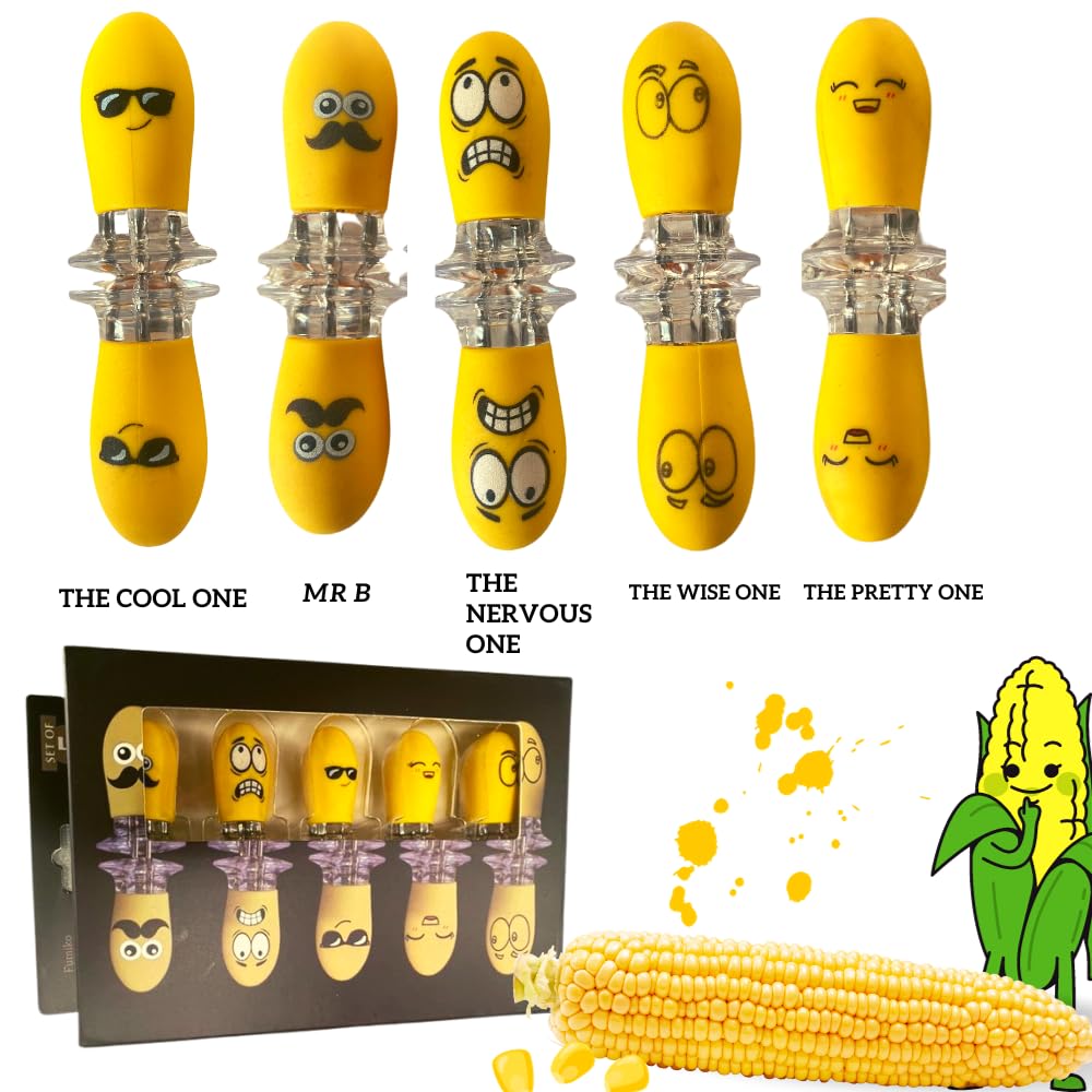 Fumiko'S Unique Corn Holders For Corn On The Cob - 10 Pcs/5 Corn Cob Holders Set, Fun Faces, Interlocking Corn Holder Set Making