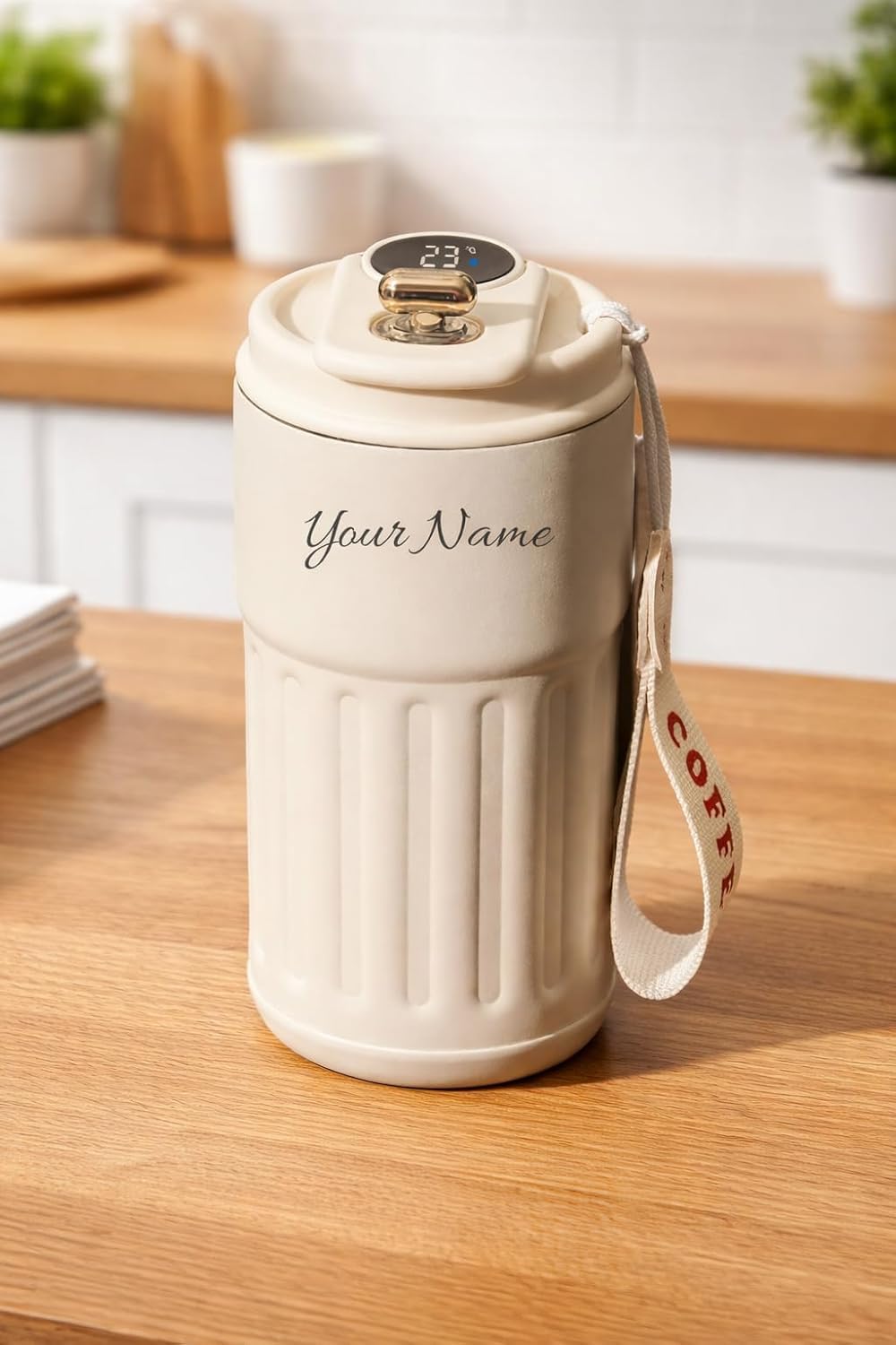 TAMQUSAK Personalized Stainless Steel Tumbler with Handle, 1200ml Capacity, Black Insulated Travel Mug with Straw, Custom Name D