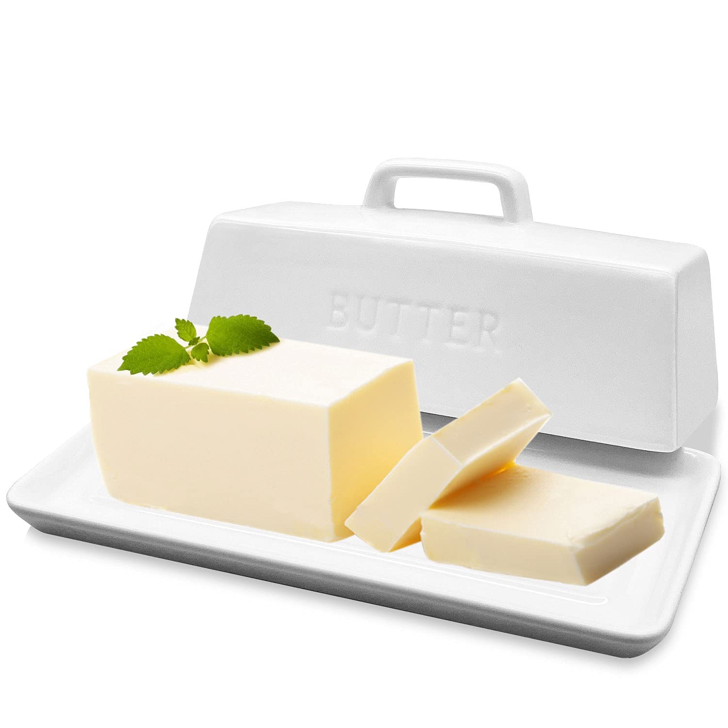 Gute Butter Dish With Lid For Countertop, Covered Ceramic Butter Dish, Butter Tray Storage For 1 Stick Of Butter, Butter Keeper