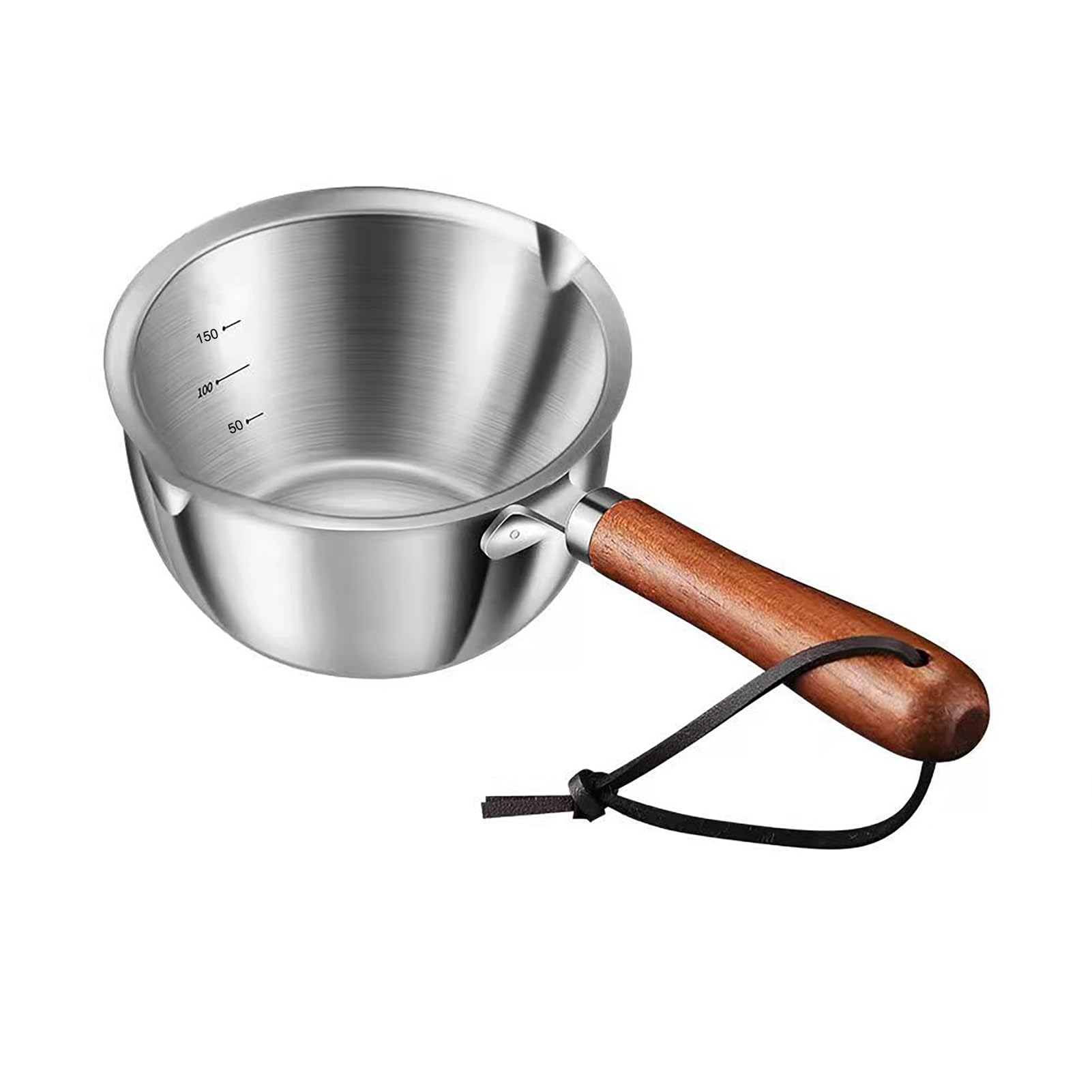 Butter Warmer Pot, Stainless Steel Milk Warmer with Wooden Handle for Seafood, Mini Butter Melting Pot Small Saucepan with Dual 