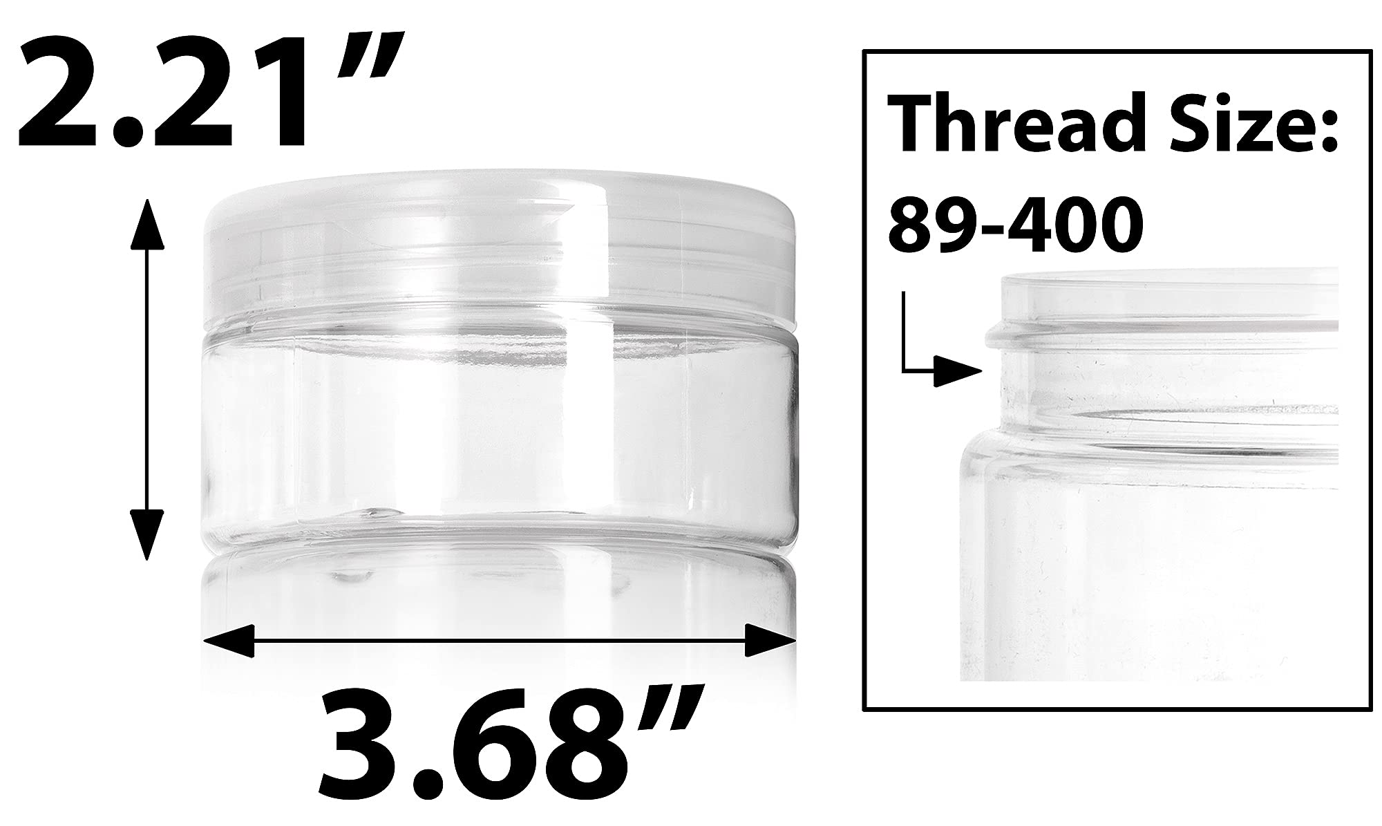 Juvitus 8 Oz Clear Pet Plastic (Bpa Free) Refillable Low Profile Jar With Natural Flip Top (6 Pack)