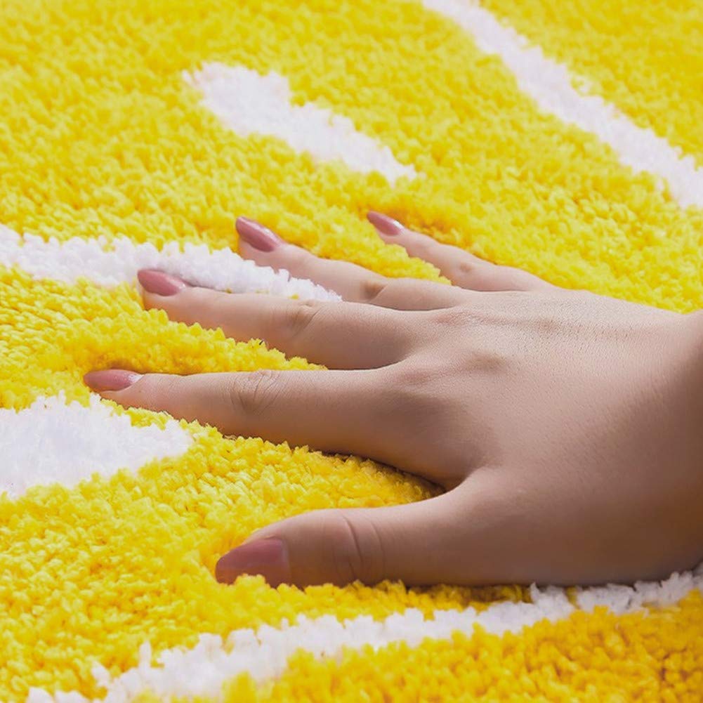Ukeler Home Entrance Rug Half Round Yellow White Door Mat Dirt Trapping Rugs Non Slip Absorbent Bath Rugs Bathtub Mat For Kids,