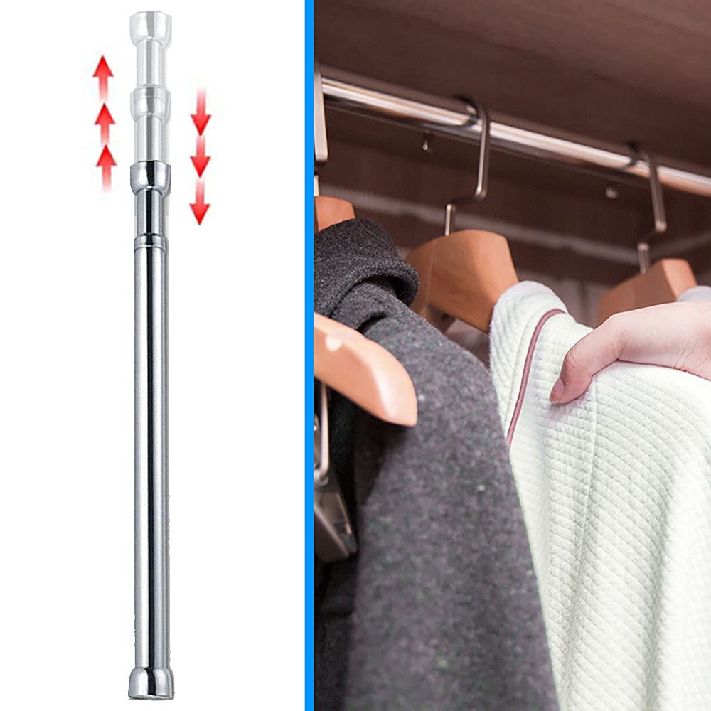 Ausgleifen 18 To 30 Inches Adjustable Closet Rod, Wall Mounted Hanging Rod For Closet, Premium 304 Stainless Steel Closet Pole C