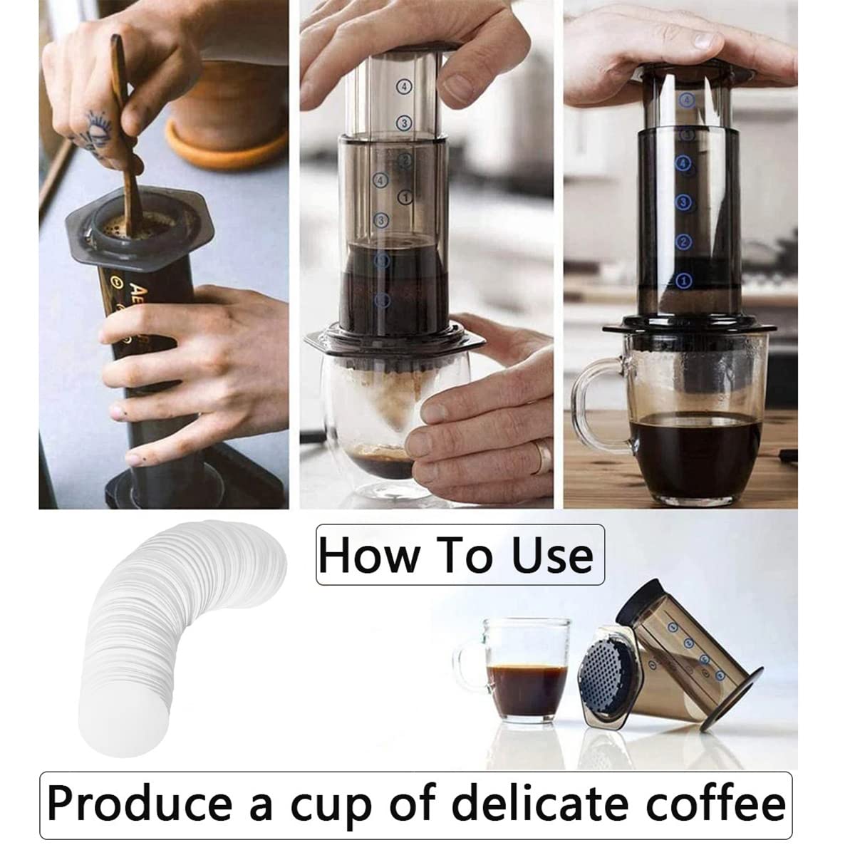 Replacement Paper Filter Packs Laicky 800 Count White Coffee Filter Paper Round Coffee Maker Filters Compatible With Aerobie Aer