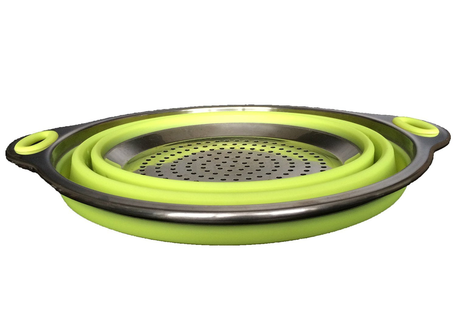 Oneida 8 Inch Color Burst Stainless Steel Silicone Collapsible Colander Strainer - Green