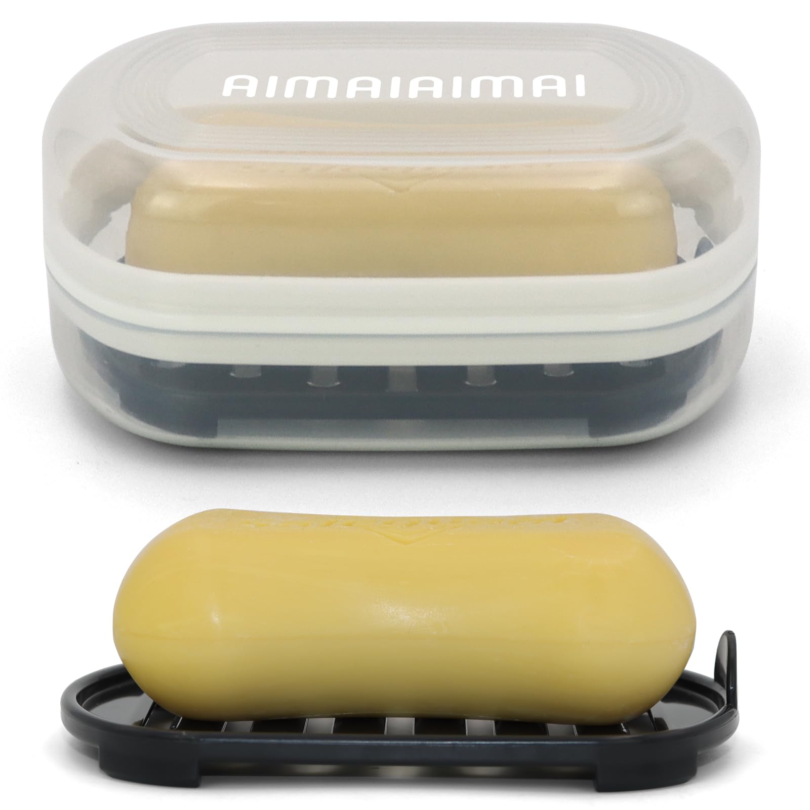 Aimaiaimai Soap Holder, Portable Travel Soap Case, Soap Dish With Lid, Soap Box With Removable Draining Layer, Soap Container Fo