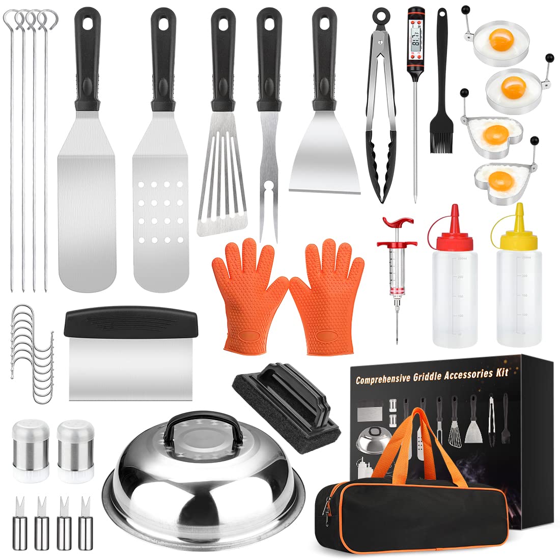 Luyata 39Pcs Griddle Accessorie Kits, Outdoor Grilling Tools For Blackstone And Camp Chef, Stainless Steel Bbq Accessorie Grill