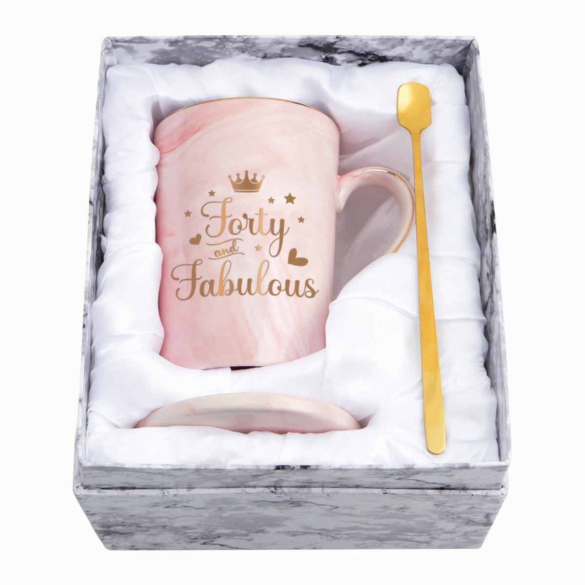 YHRJWN - 40th Birthday Gifts Women, Forty and Fabulous Mug, 40th Birthday Mugs for Mom Sister Coworker Female, Happy Birthday Gi