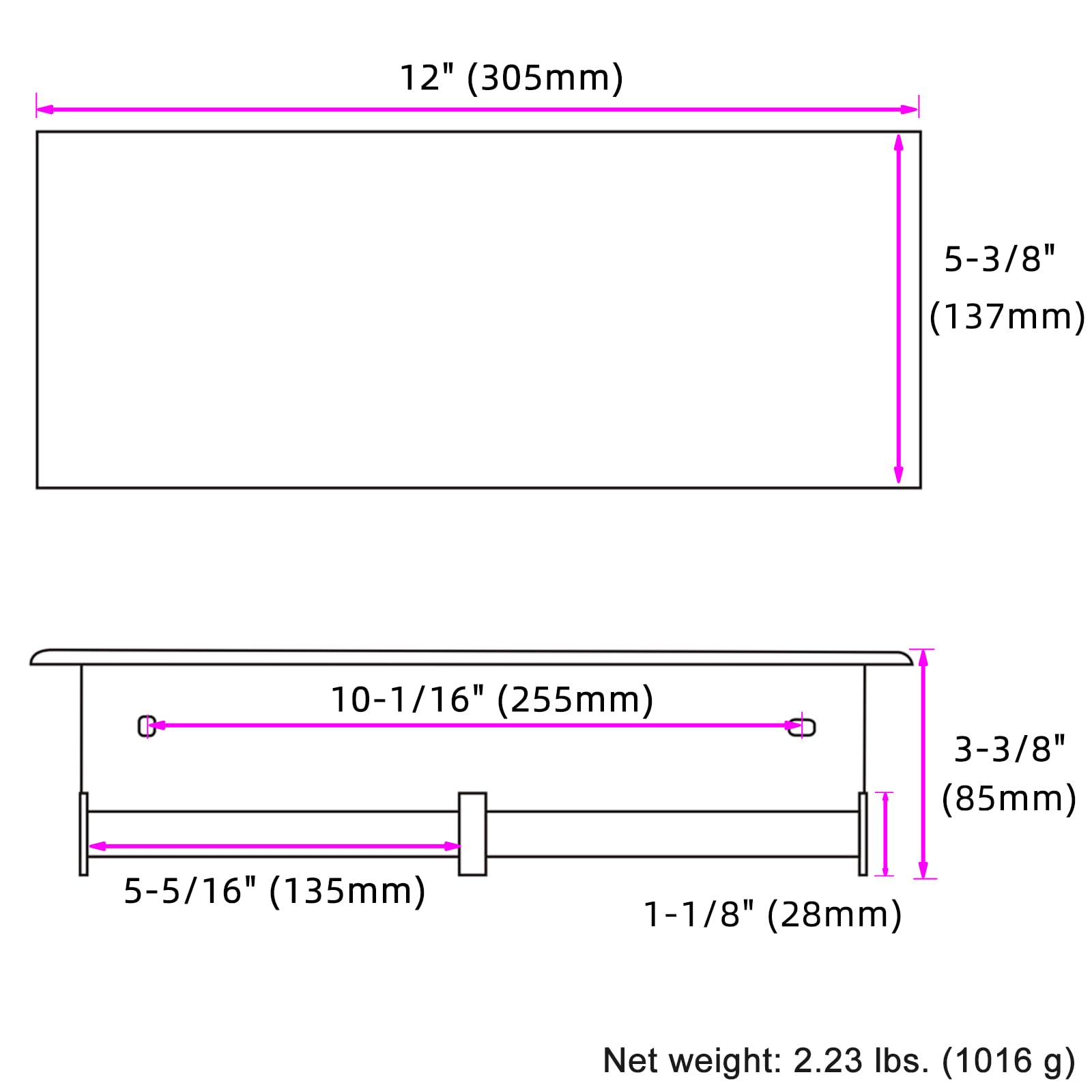 Double Toilet Paper Holder With Shelf Polished Chrome, Aplusee Sus304 Stainless Steel Contemporary Bathroom Tissue Roll Holder C