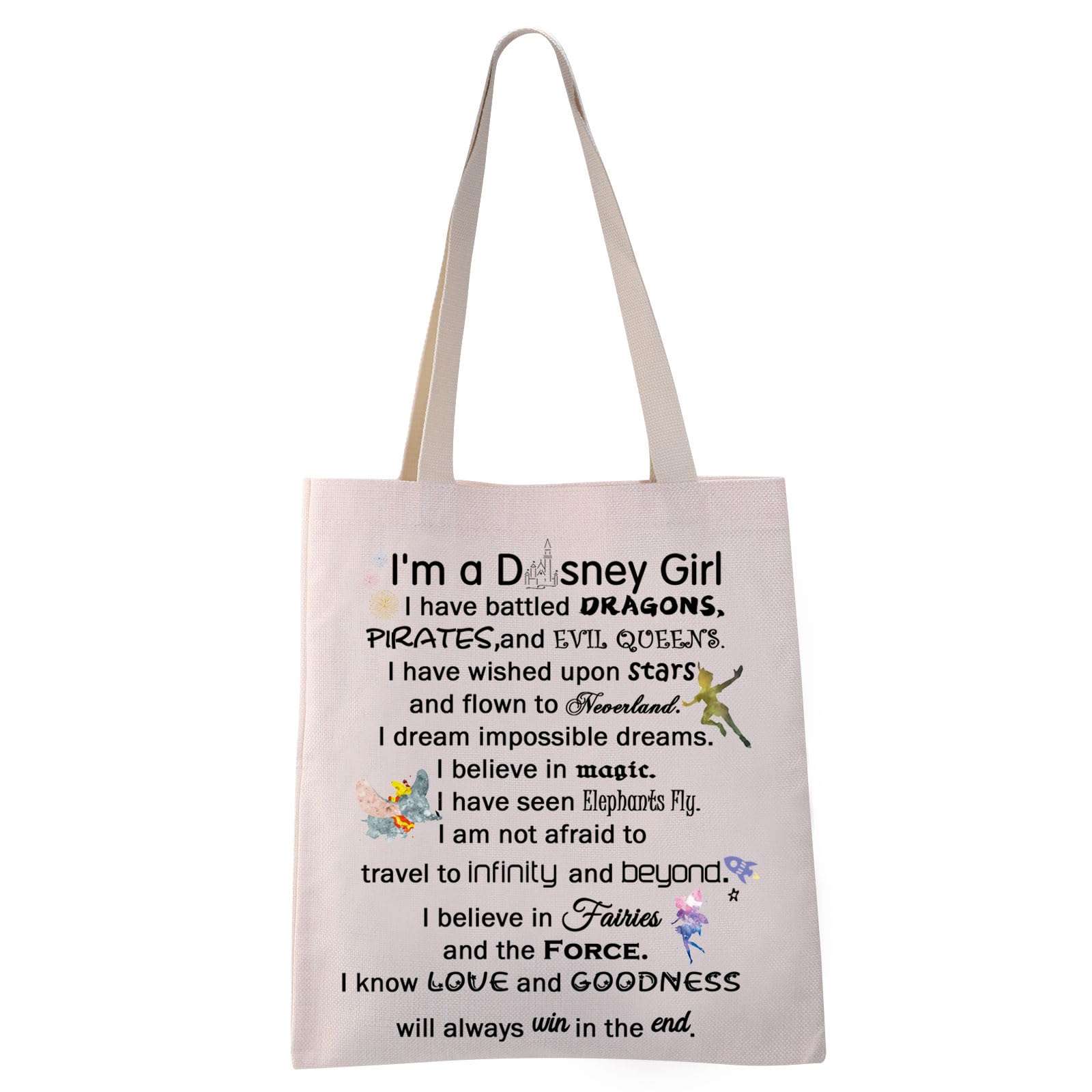 Vamsii Girls Trip Gift Magic Kingdom Vacation Tote Bag Neverland Grocery Bag Fairies Travel Bag (Win In The End Tote)