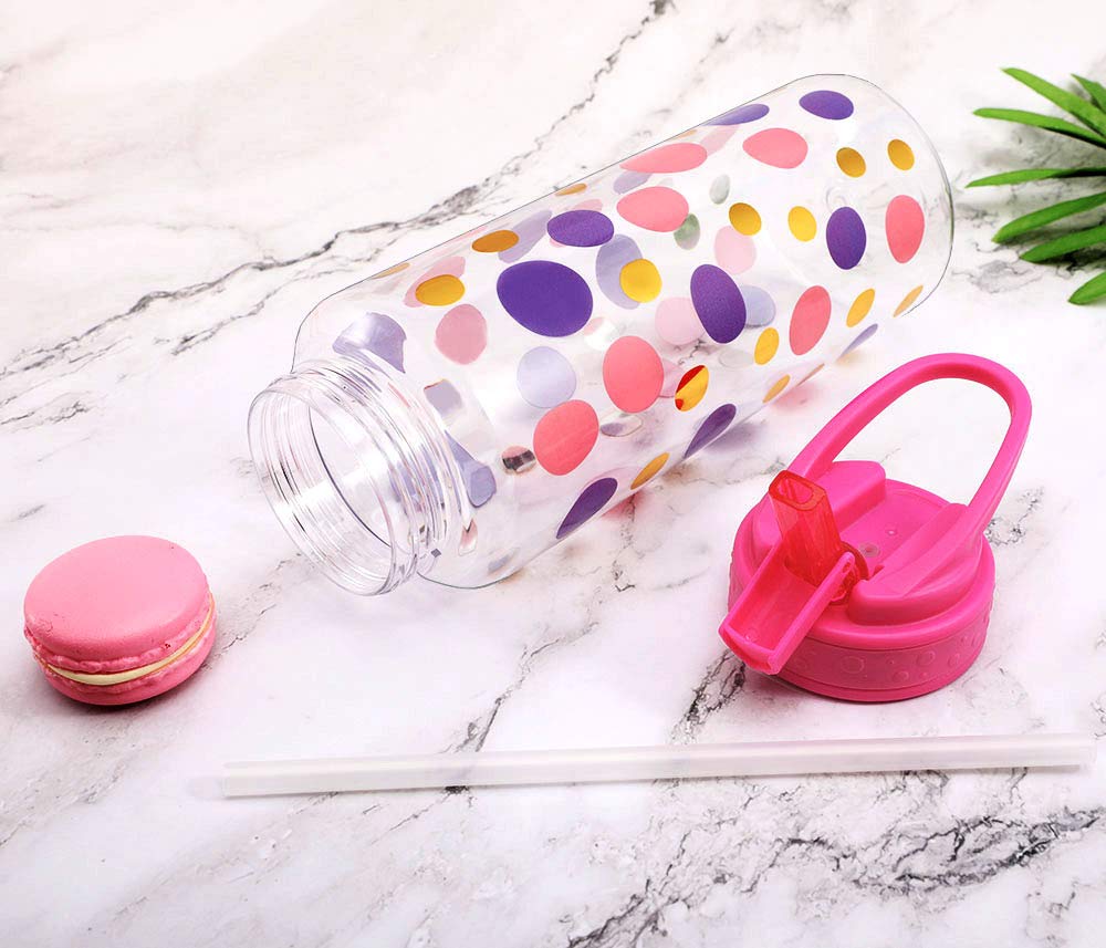 Cute Water Bottle with Straw for Girls Women  BPA FREE Tritan &Leak Proof & Carry Handle & Pretty Design  32oz/950ml (Dot)