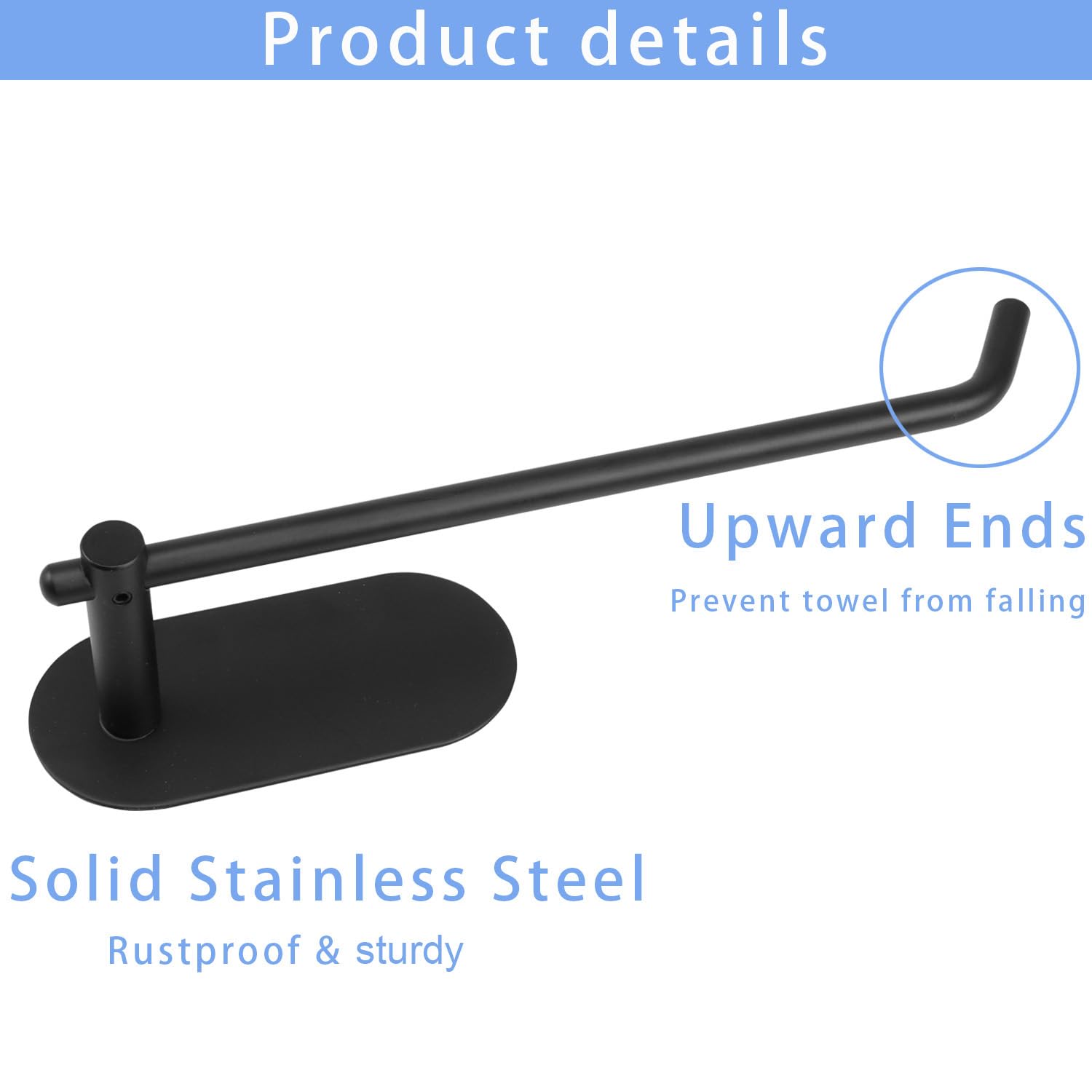 Tocten Hand Towel Holder/Towel Ring, No Drilling Stick On Wall Hand Towel Bar, Sus 304 Stainless Steel Hand Towel Rod, Strong Se