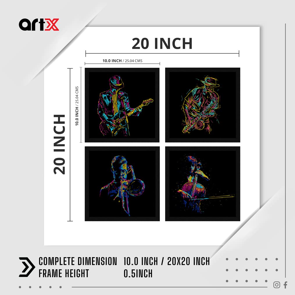 Artx Paper Musical Instruments Music Pop Wall Art Painting, Framed Paintings, 20 X 20 Inches (Combined), 10.0 X 10.0 Each, Abstr