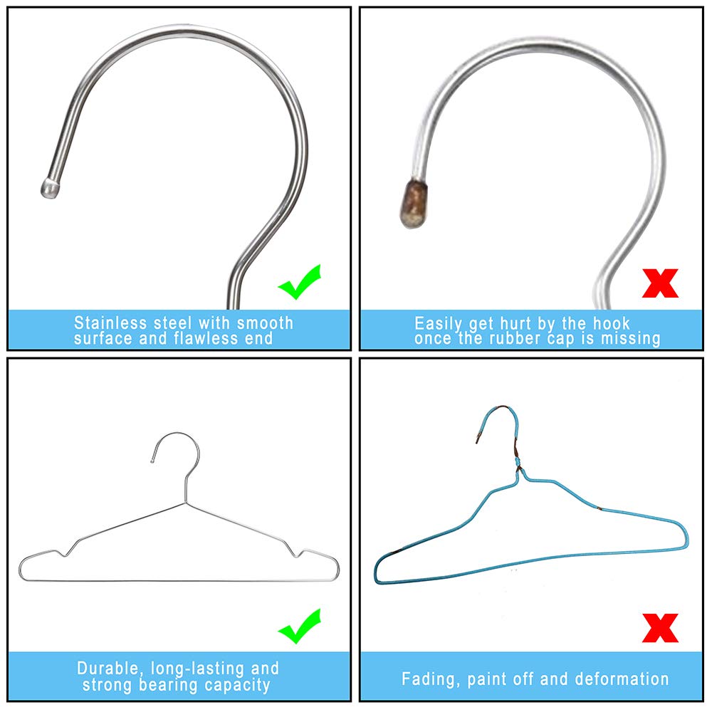 Coat Hangers 40 Pack Clothes Hangers  Seropy Metal Hangers Heavy Duty Wire Hangers with Non Slip Notch  Ultra Thin Stainless Steel Hangers Space Saving Clothing Hanger 16.5 Inch