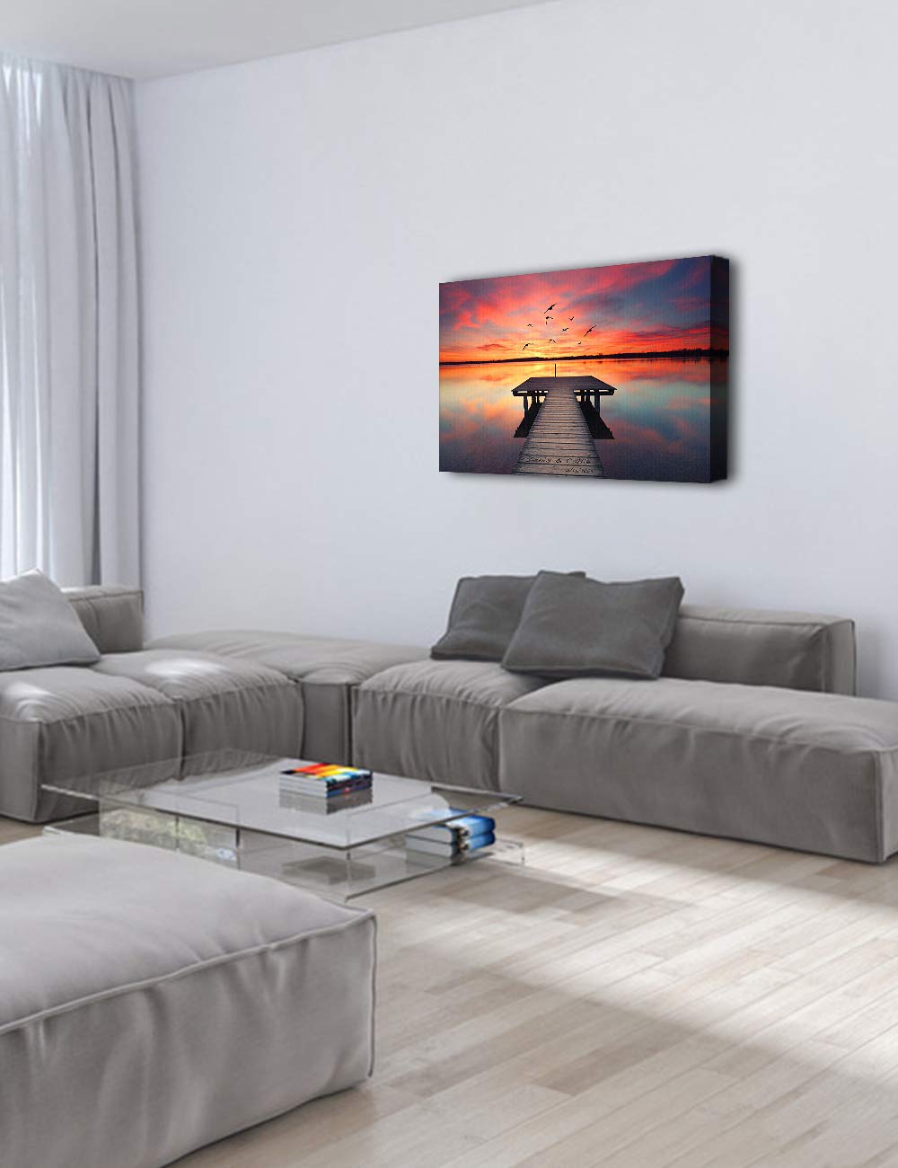 Ipic - Our Own Sunset Personalized Artwork With Names, Customized Gift For Anniversary, Giclee Canvas Wallart. 24X16