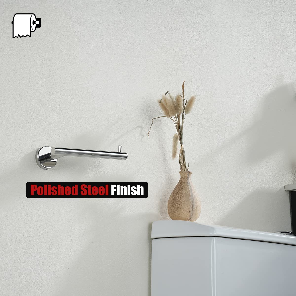 JQK Chrome Toilet Paper Holder  5 Inch 304 Stainless Steel Thick 8mm Tissue Paper Dispenser for Bathroom  Hold Mega Rolls  Polished Chrome Wall Mount  TPH100-CH