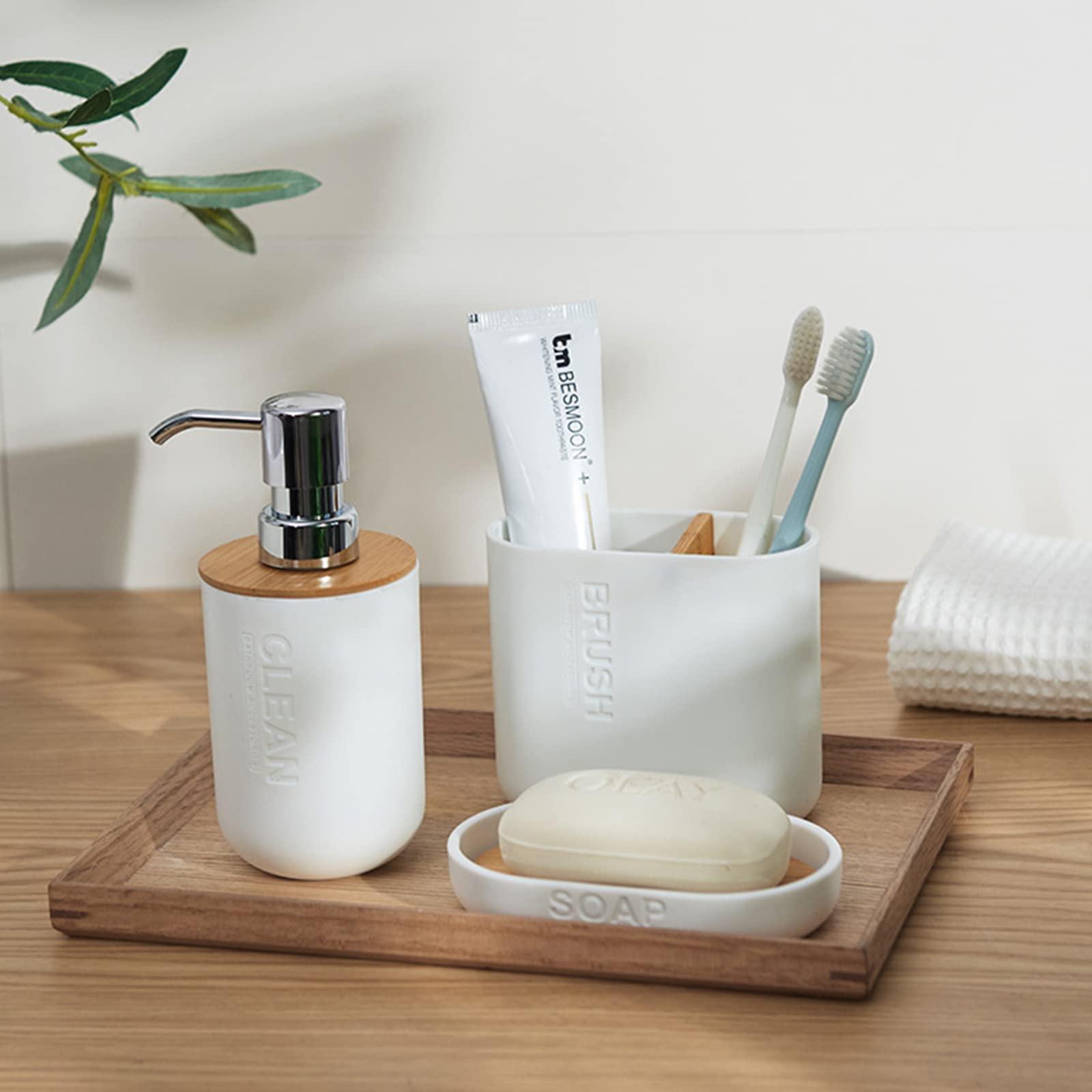 Toothbrush Holders Bamboo Electric Toothbrush Holder Bathroom Storage Organizer Countertop For Toothpaste, Floss, Razor, 2 Pack