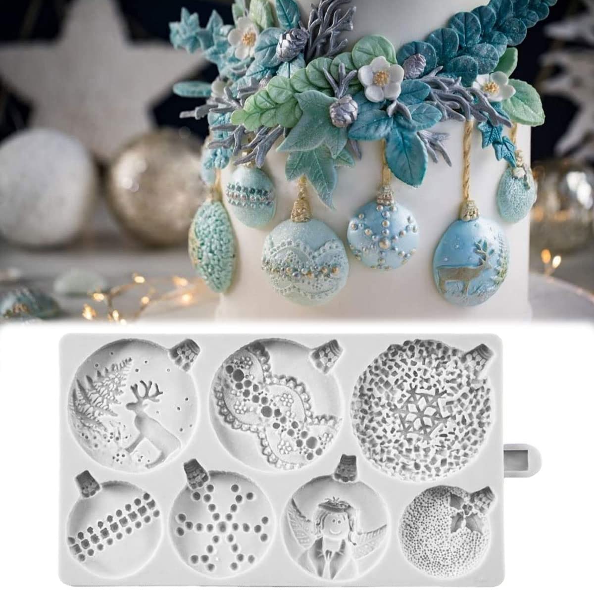 Zhuojie Christmas Baubles Snowball Silicone Mold Fondant Cake Decorating Mould Sugarcraft Chocolate Baking Tool For Cakes Gumpas