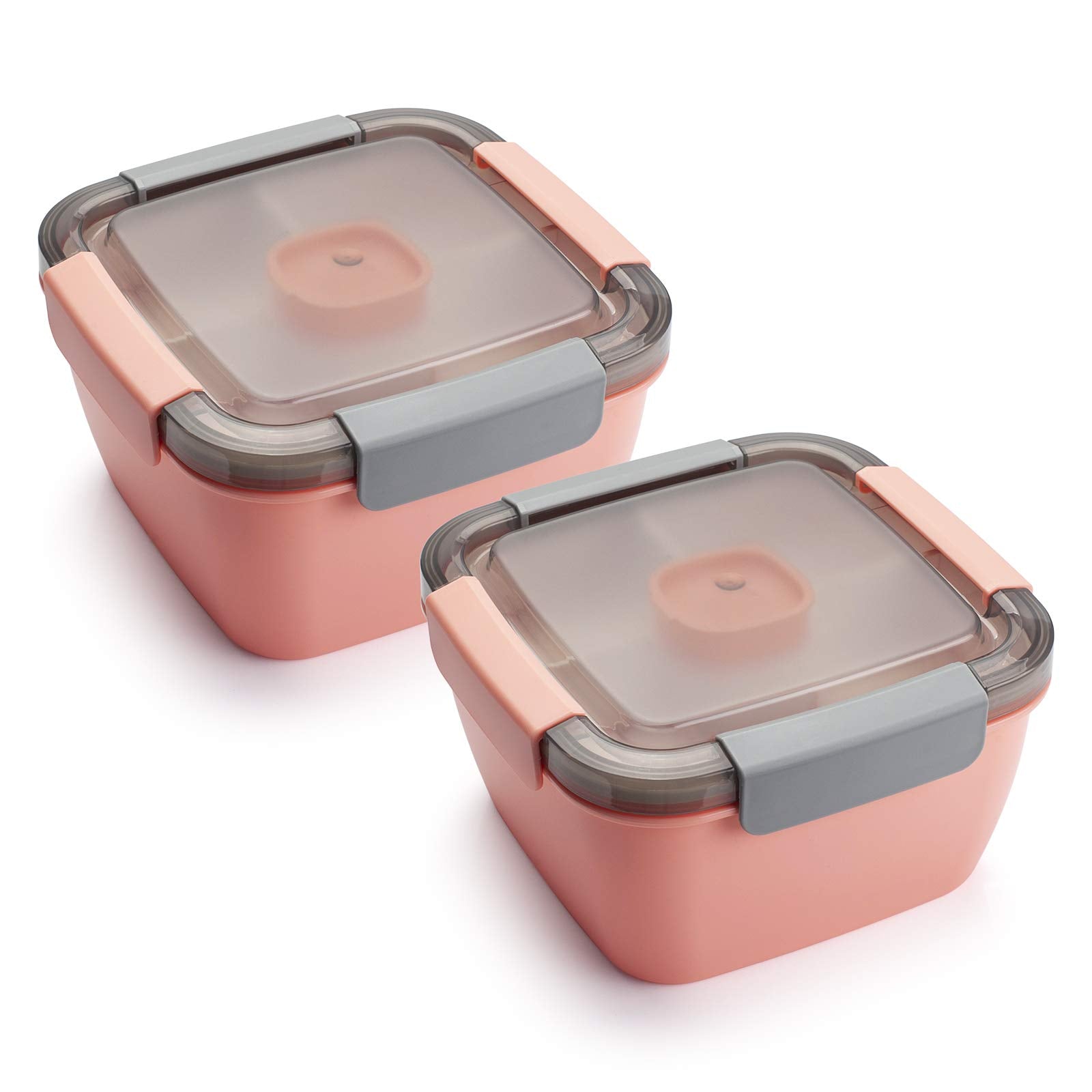 Freshmage Lunch Container To Go, 2 Packs 52-oz Salad Bowls With 3 Compartments, Dressings Container for Toppings, Snacks, Men, W