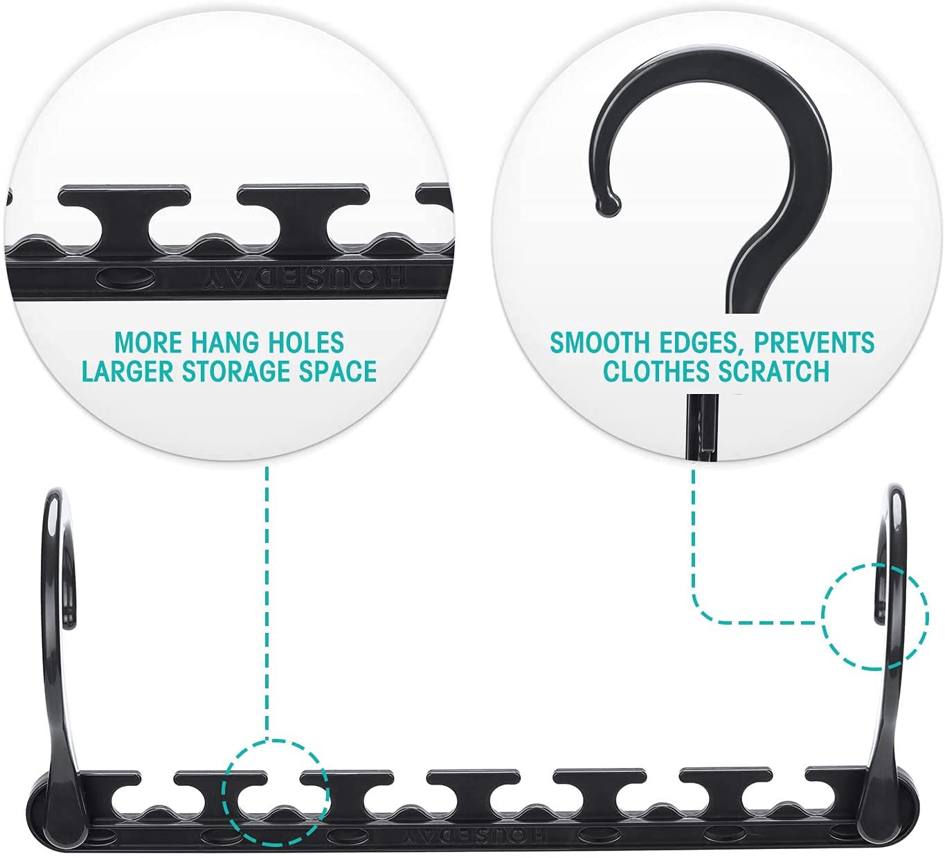 House Day Sturdy Plastic Space Saving Hangers Cascading Hanger Organizer Closet Space Saver Multi Hangers For Heavy Clothes, Clo