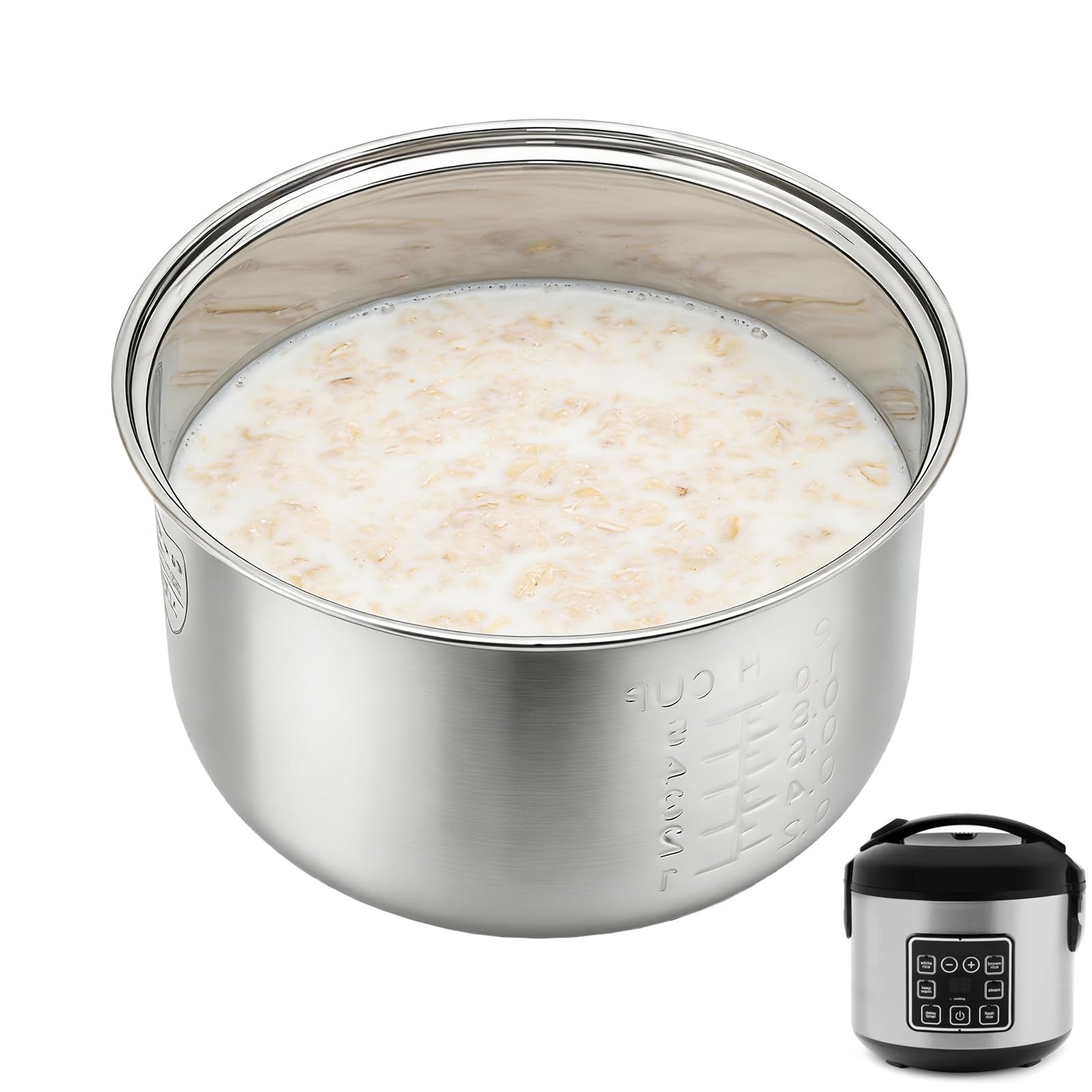 Stainless steel inner pot of rice cooker  compatible with aroma ARC954SBD, ARC914SBD, ARC994SG, rice cooker replacement pot.