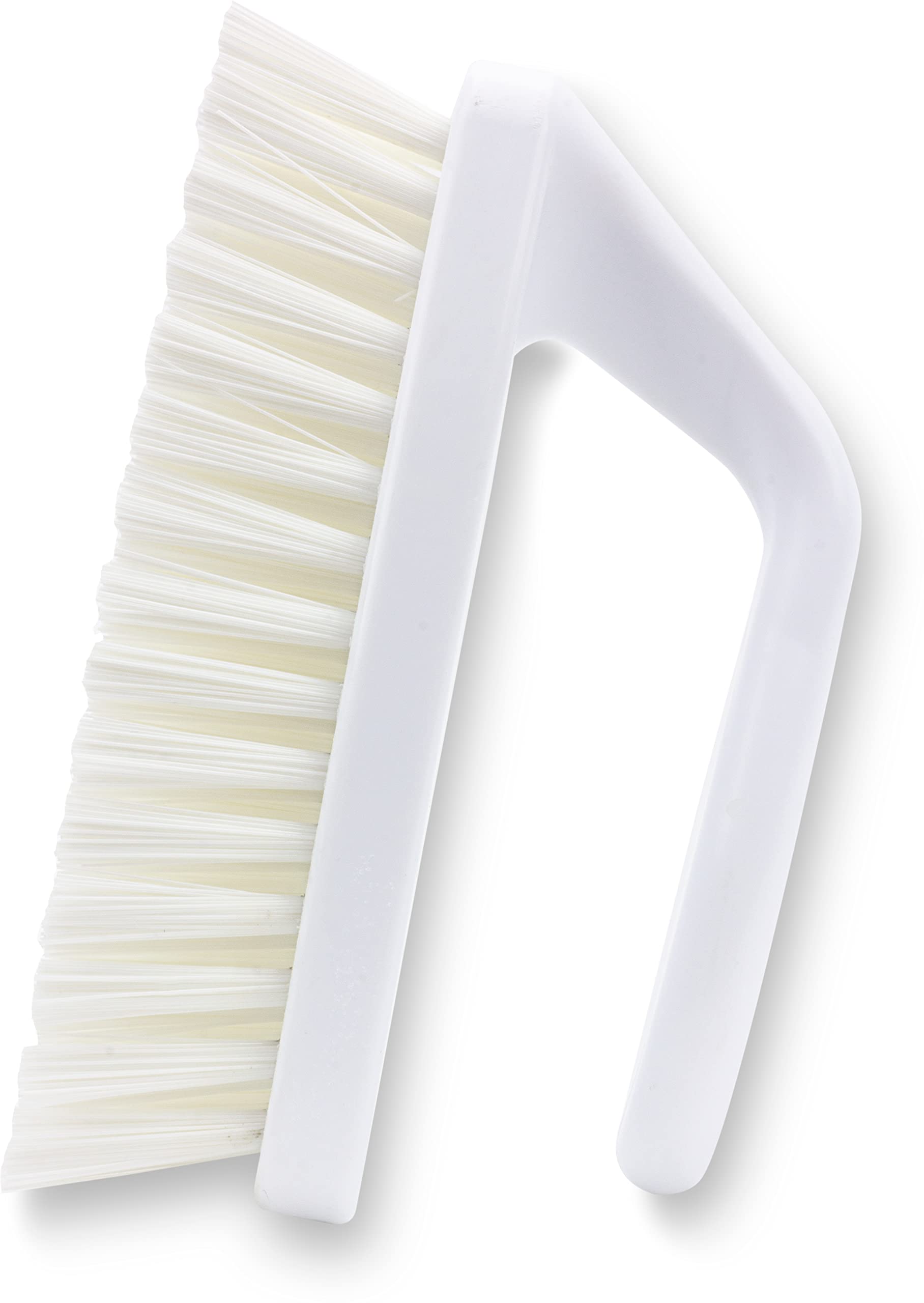 SPARTA Heavy Duty Scrub Brush, 6-Inch White Plastic with Iron Shaped Handle and Stiff Bristles, Model 40024EC02