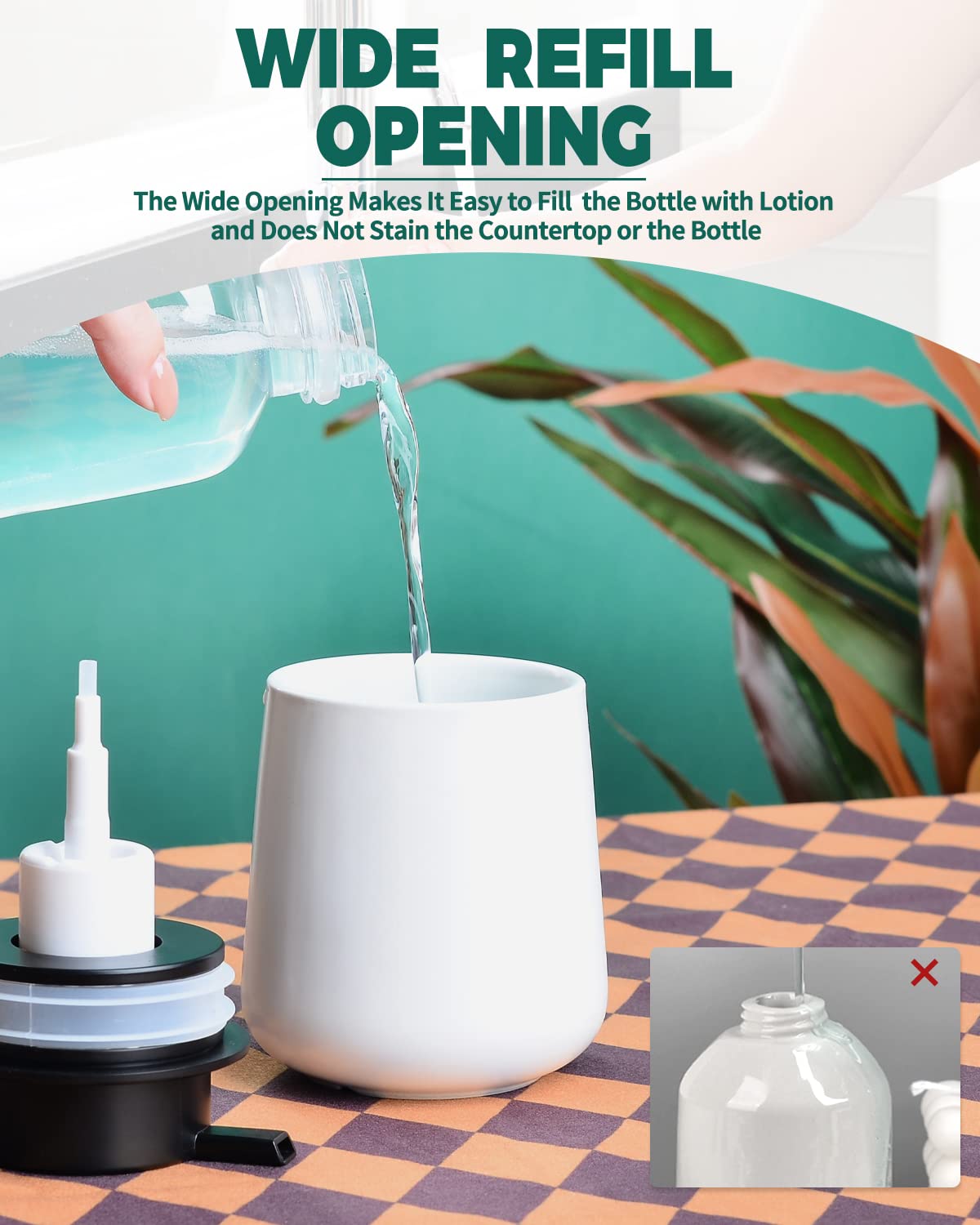 Bosilunlife Foam Soap Dispenser - 12Oz Matte White Ceramic Foaming Hand Soap Dispenser For Bathroom Refillable Liquid Kitchen Di