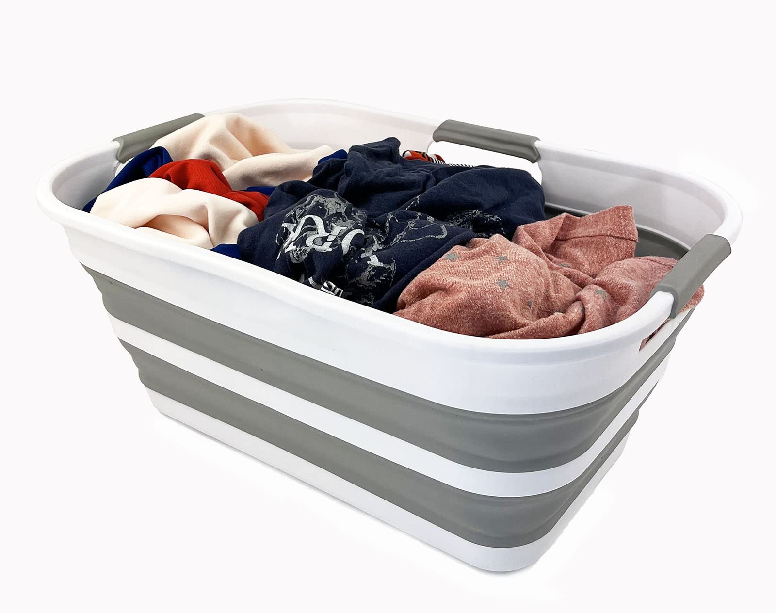 Sammart 21L (5.5 Galloons) Collapsible Plastic Storge Basket - Foldable Pop Up Storage Container/Organizer - Portable Washing Tu
