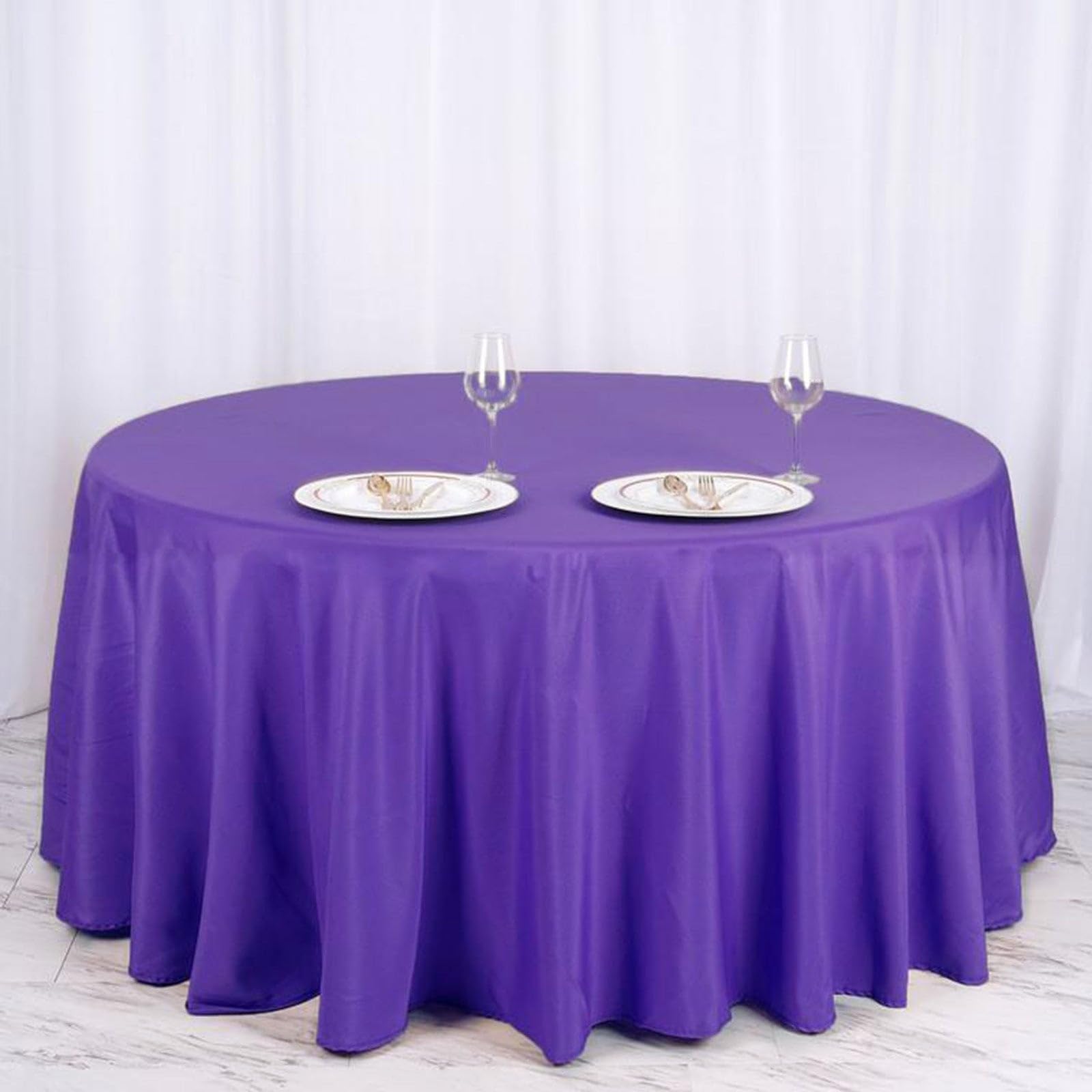 Balsacircle 120 Inch Purple Round Tablecloths Fabric Table Cover Linens For Wedding Party Polyester Reception Banquet Events Kit