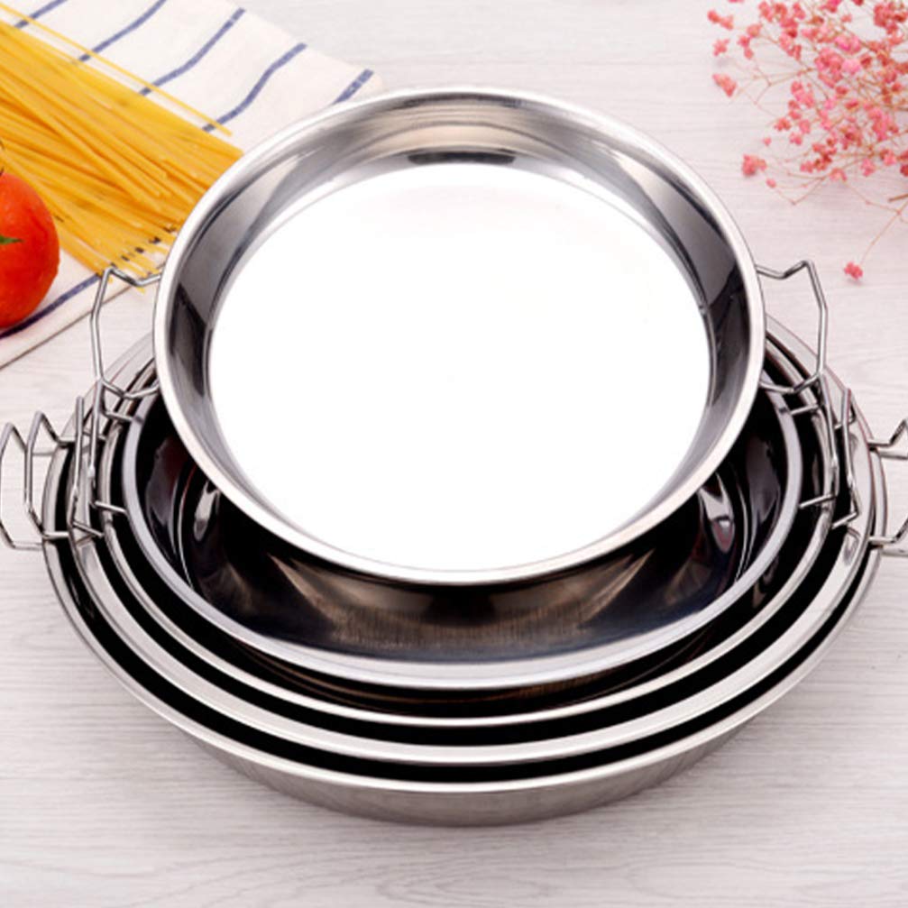 Hemoton 4Pcs Stainless Steel Everyday Pan Cold Noodle Plate Chef Stir Fry Pan Steamer Pot Saucepot Casserole Pot Tray Dish With