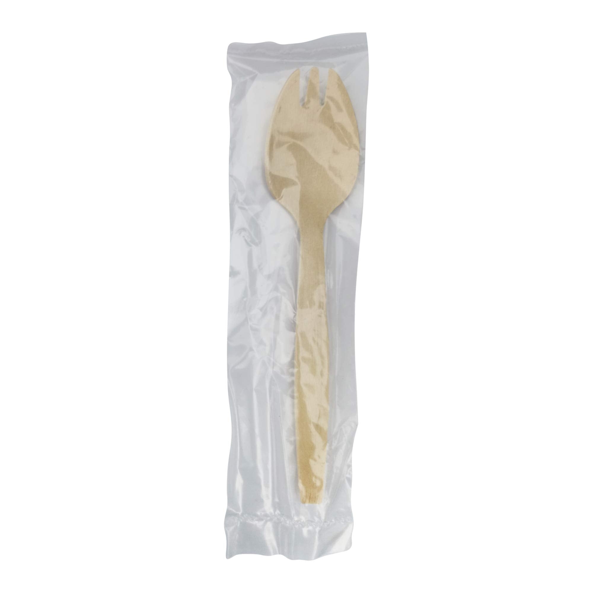 Packnwood - 210Spkbem - Individually Wrapped Forks - 100% Natural And Compostable Bamboo Cutlery, Disposable Plastic Spork - Eco