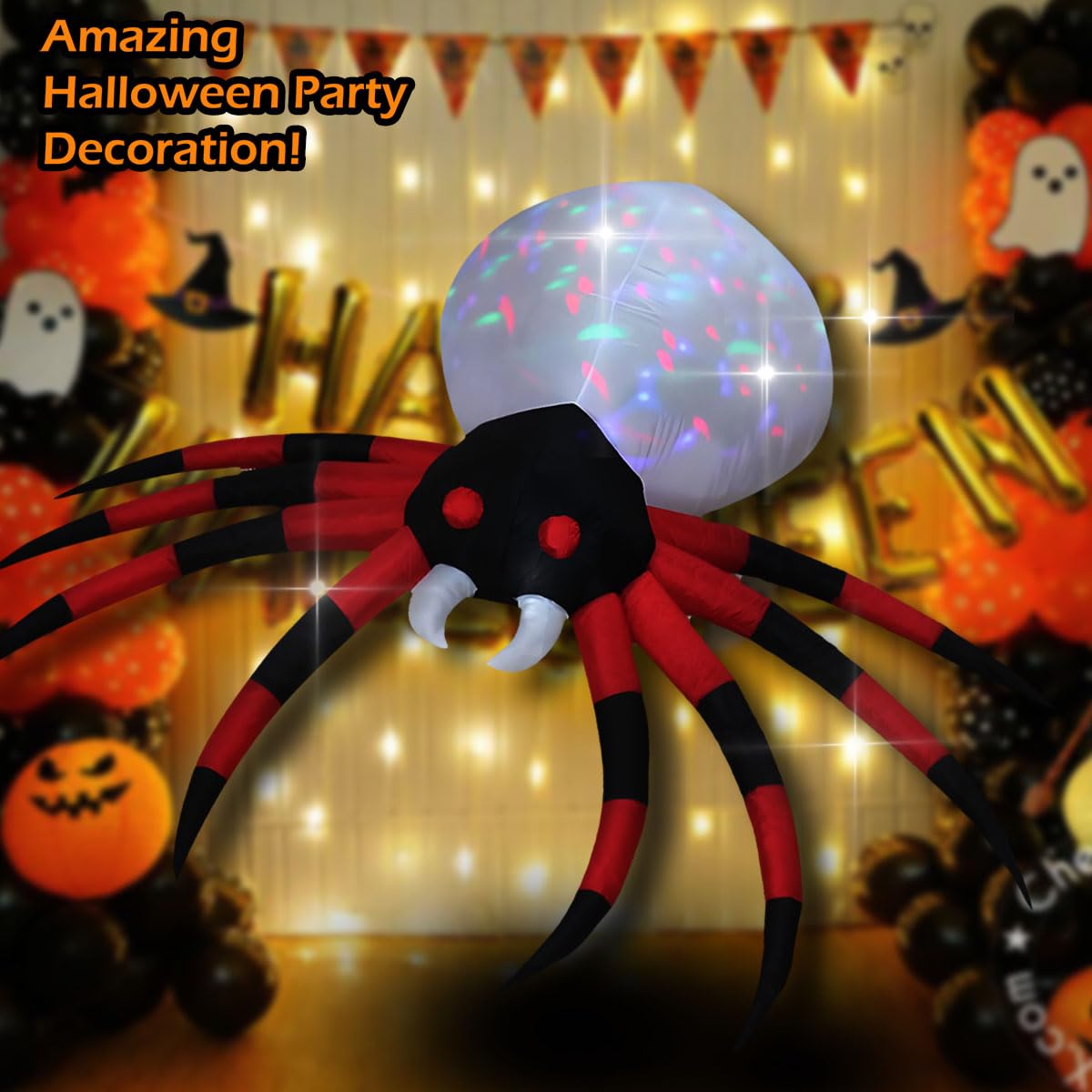 Decfine Halloween Blow up Inflatable Spider Decoration-Lighted Blow-Up for Home Yard Garden Indoor and Outdoor Decoration with B