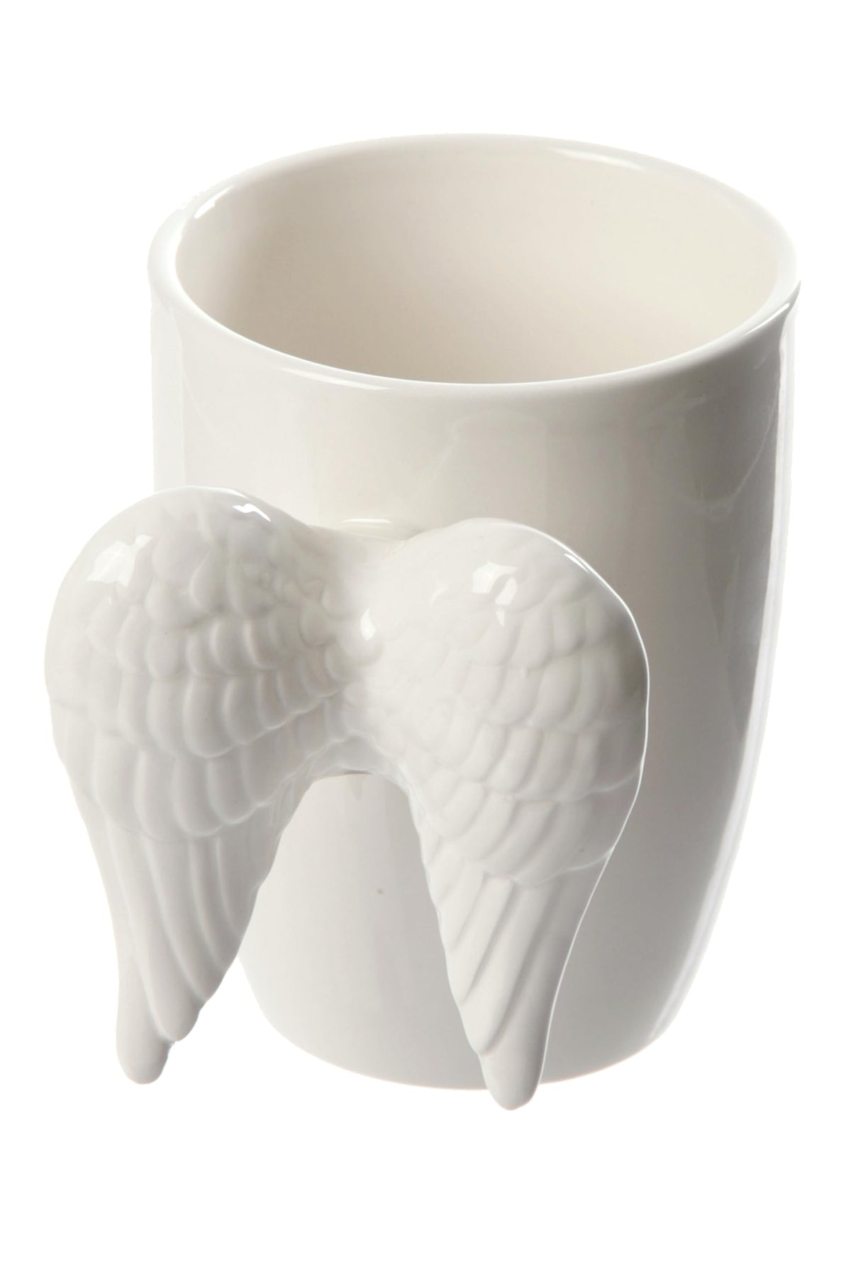 Puckator White Angel Wings Ceramic Shaped Handle Mug, Tea Coffee Hot Drinks, Decorative Gift Box, Home Kitchen Office Height 11c
