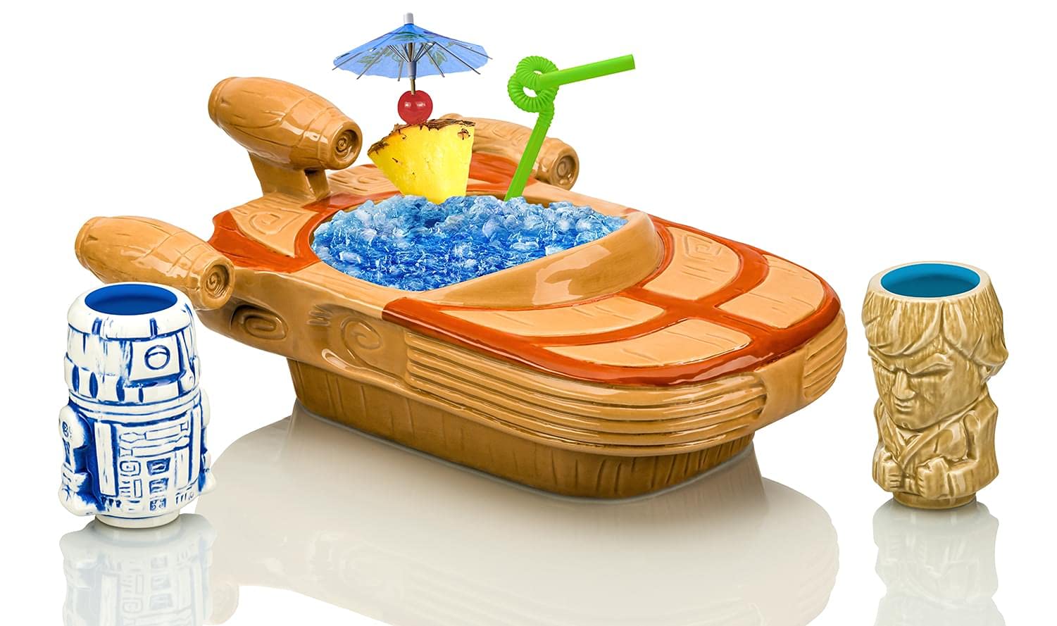 Star Wars Geeki Tikis Landspeeder Punch Bowl With Luke And R2-D2 Mini Muglets