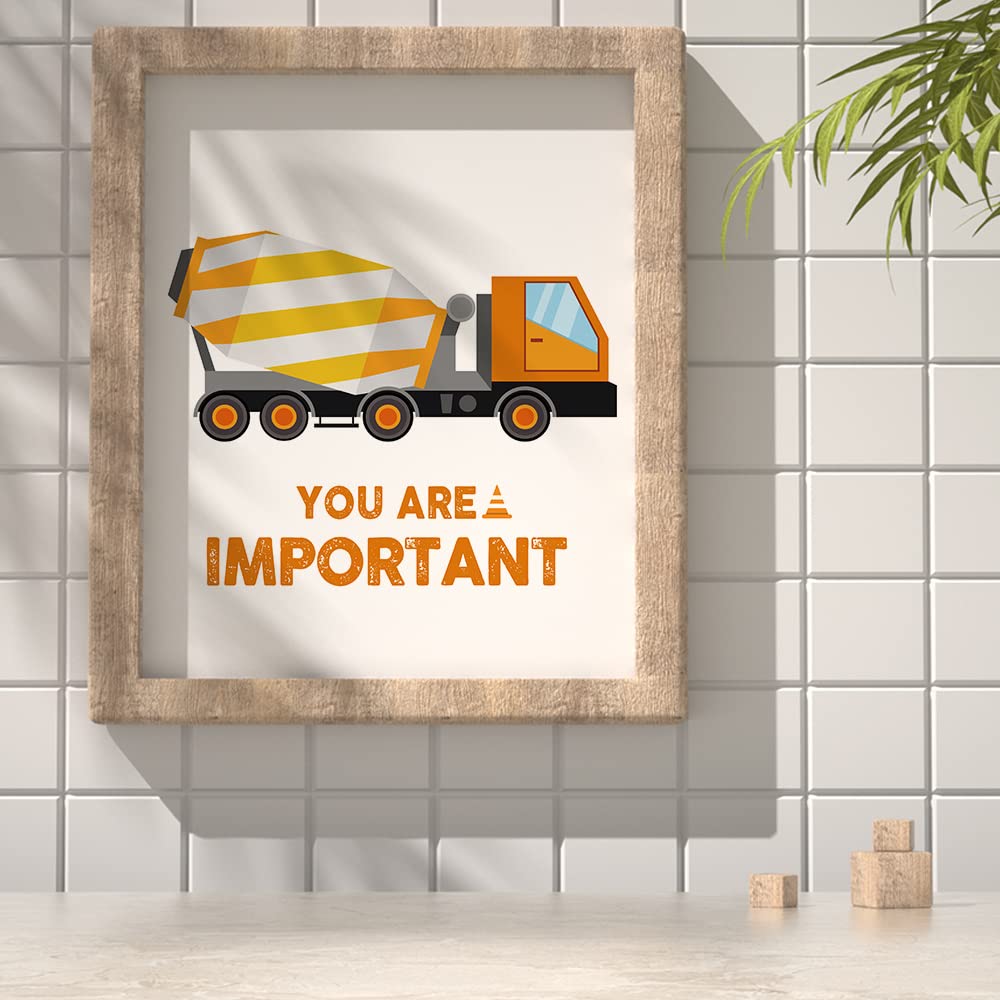 Iiiluyot 6 Pcs Inspirational Truck Poster For Boys Kids Room Decor(8''X10''), Construction Truck Picture Cartoon Construction Tr
