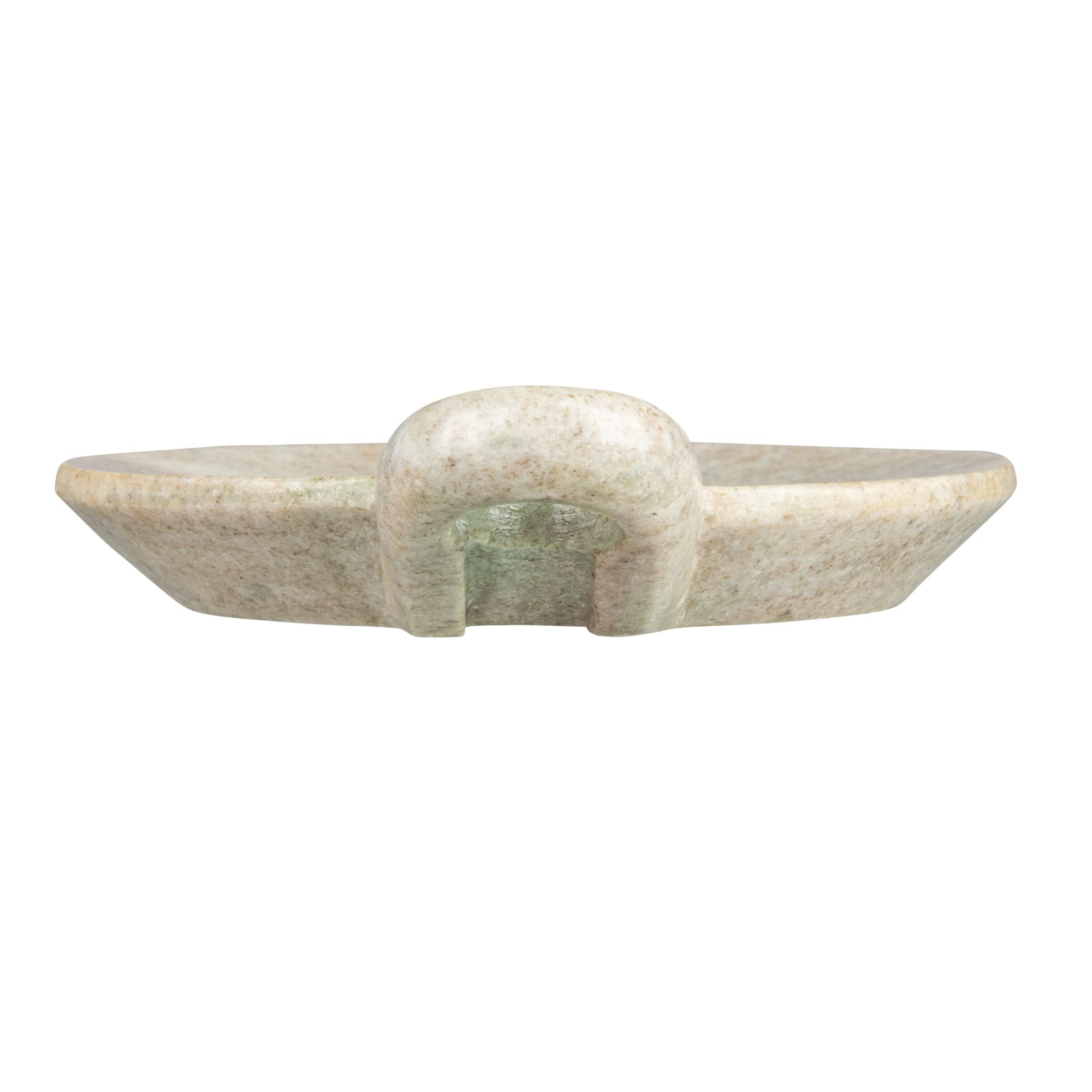 Creative Co-Op Hand-Carved Marble Handle, Beige Dish, 6''