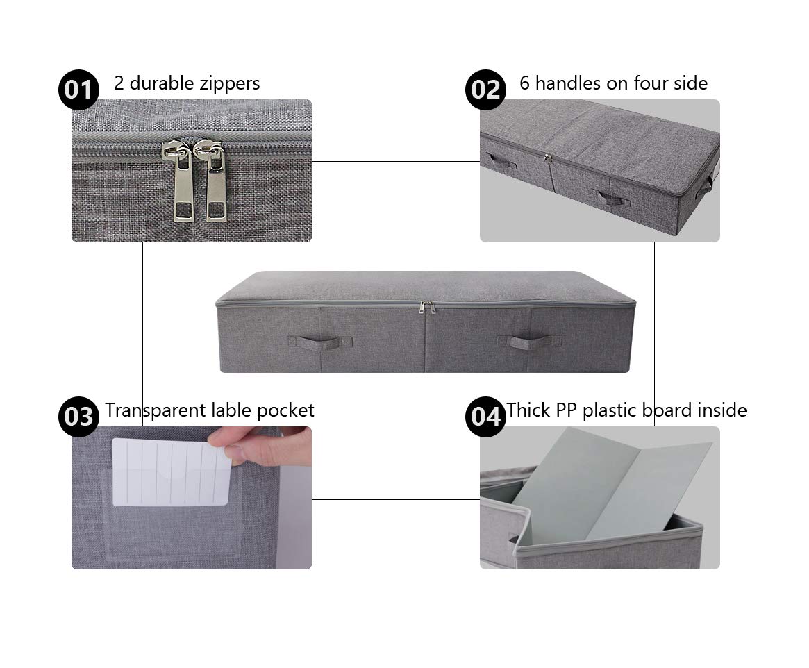 iwill CREATE PRO 39.4X16.9X7 Under bed Shoes Storage Organizer Containers with Lid, Dust proof & Breathable, Durable Plastic Boa