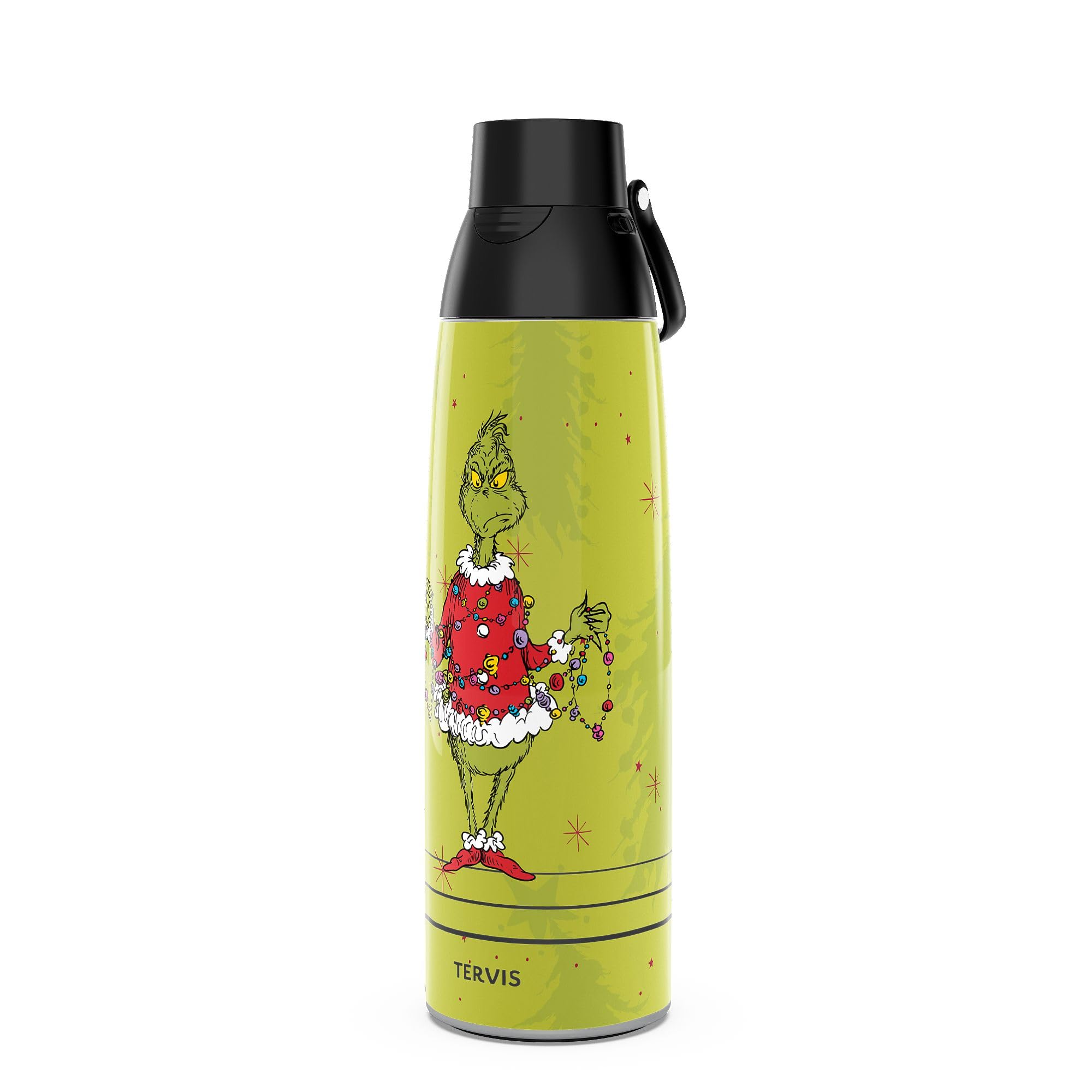 Tervis Venture Water Bottle Dr. Seuss  Grinchy Gleam Triple Insulated Tumbler Travel Cup Keeps Drinks Cold & Hot, 36oz, Stainle