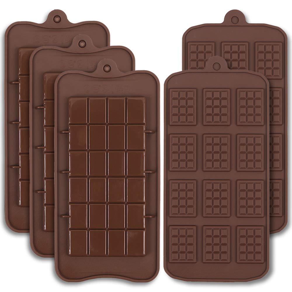 Cozihom Food Grade Silicone Break-Apart Chocolate Molds, Chocolate Bar Mold, Engery Bar, Cocao Bar, Candy Protein Mold, 5 Pcs