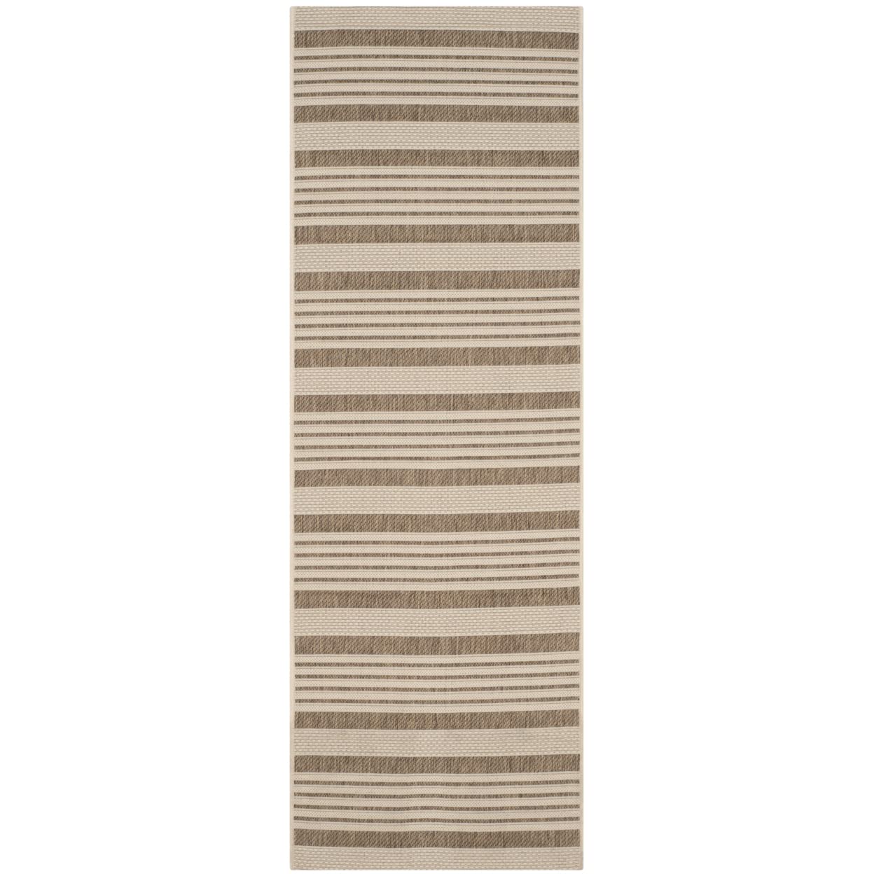 SAFAVIEH Courtyard Collection 23 x 10 Brown/Bone CY6062 Stripe Indoor/ Outside Waterproof Easy cleansingPatio Backyard Mudroom
