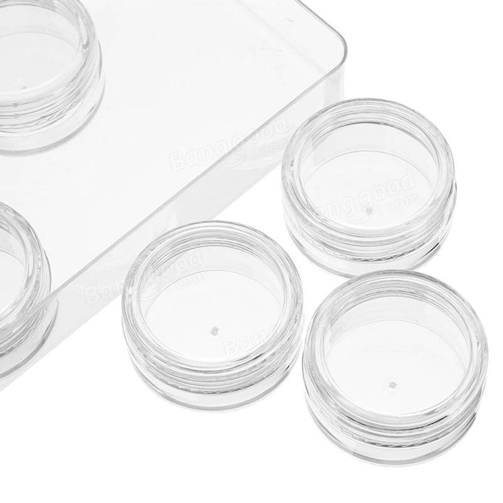 Furnido 12Pcs Refillable Clear Round Plastic Jar Sample Empty Tin Storage Containers With Screw Lid For Eyeshadow Makeup Face Cr