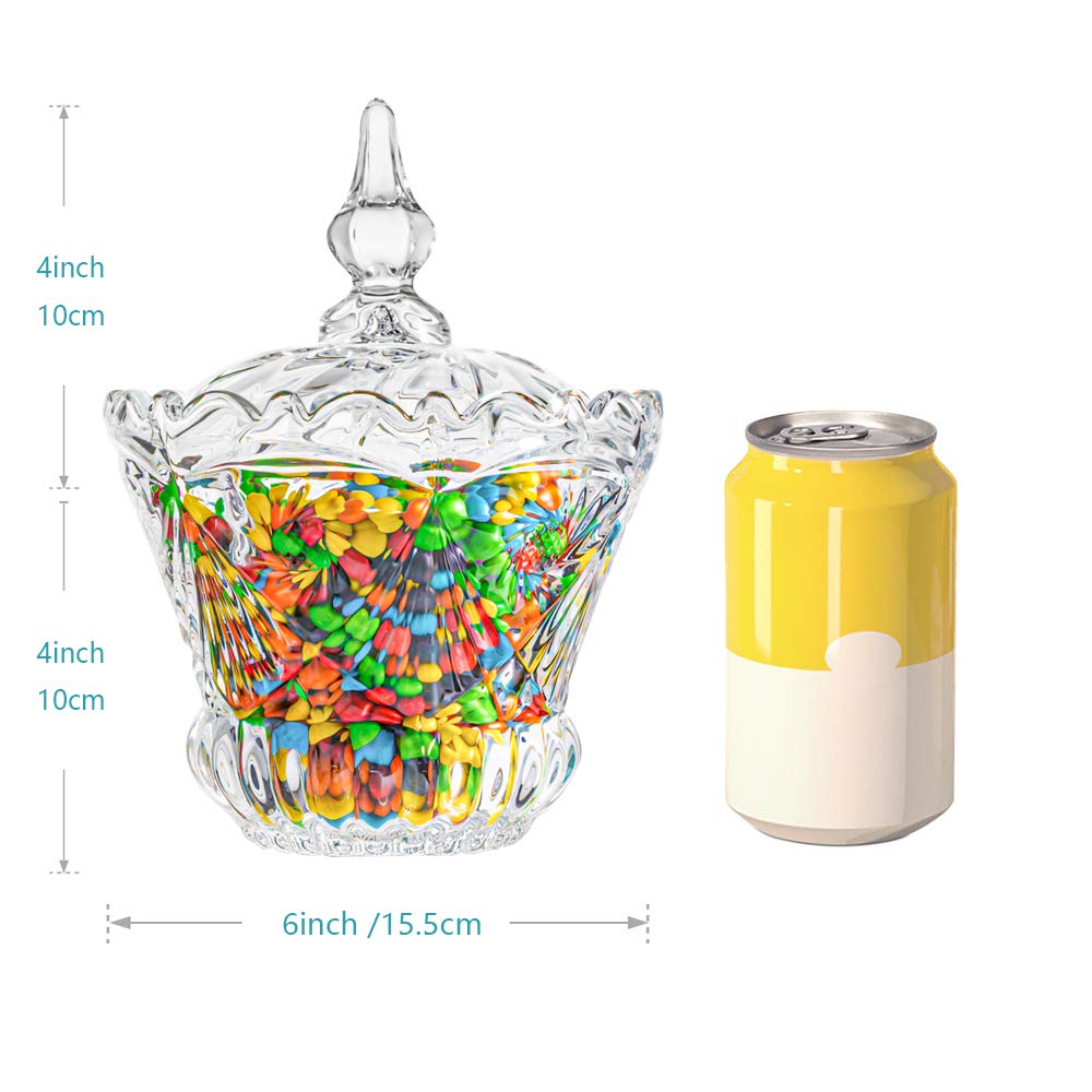 Comsaf Crystal Candy Dish With Lid, Clear Large Candy Bowl, Christmas Glass Candy Jar, Gift For Home, Kitchen, Office Desk, Wedd