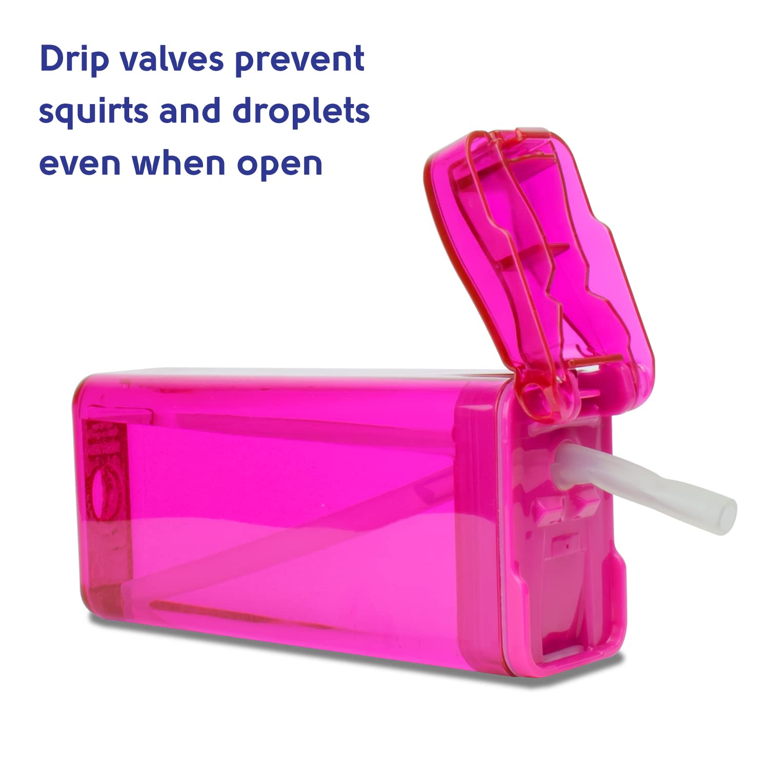 Precidio Design Drink In The Box Eco-Friendly Reusable Juice Box Container, 12 Ounce, Pink