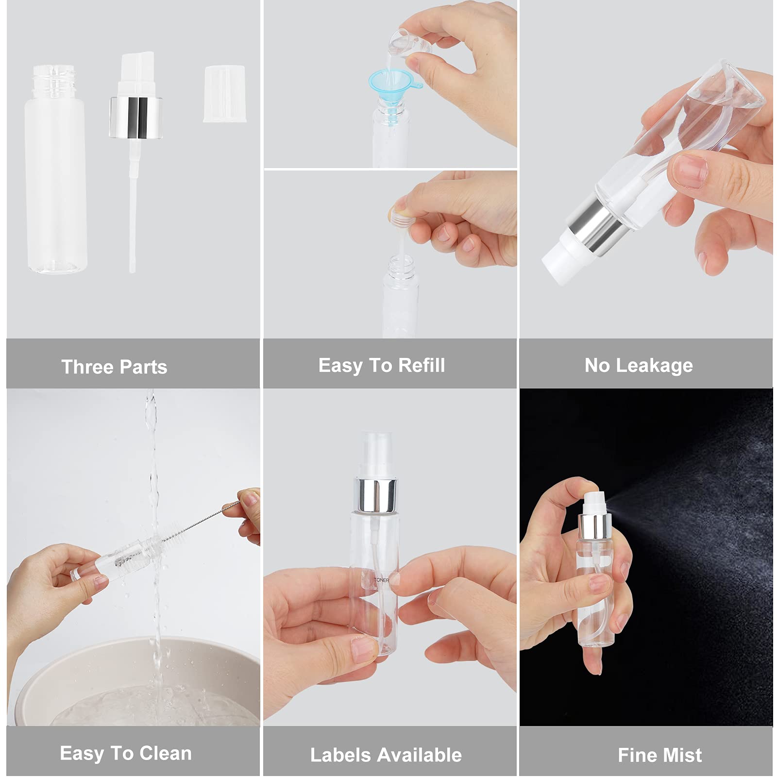 Qiuymei 19 Pack Travel Bottles Set, Leak Proof Travel Accessories, Refillable Travel Size Toiletries Containers For Shampoo,Sani